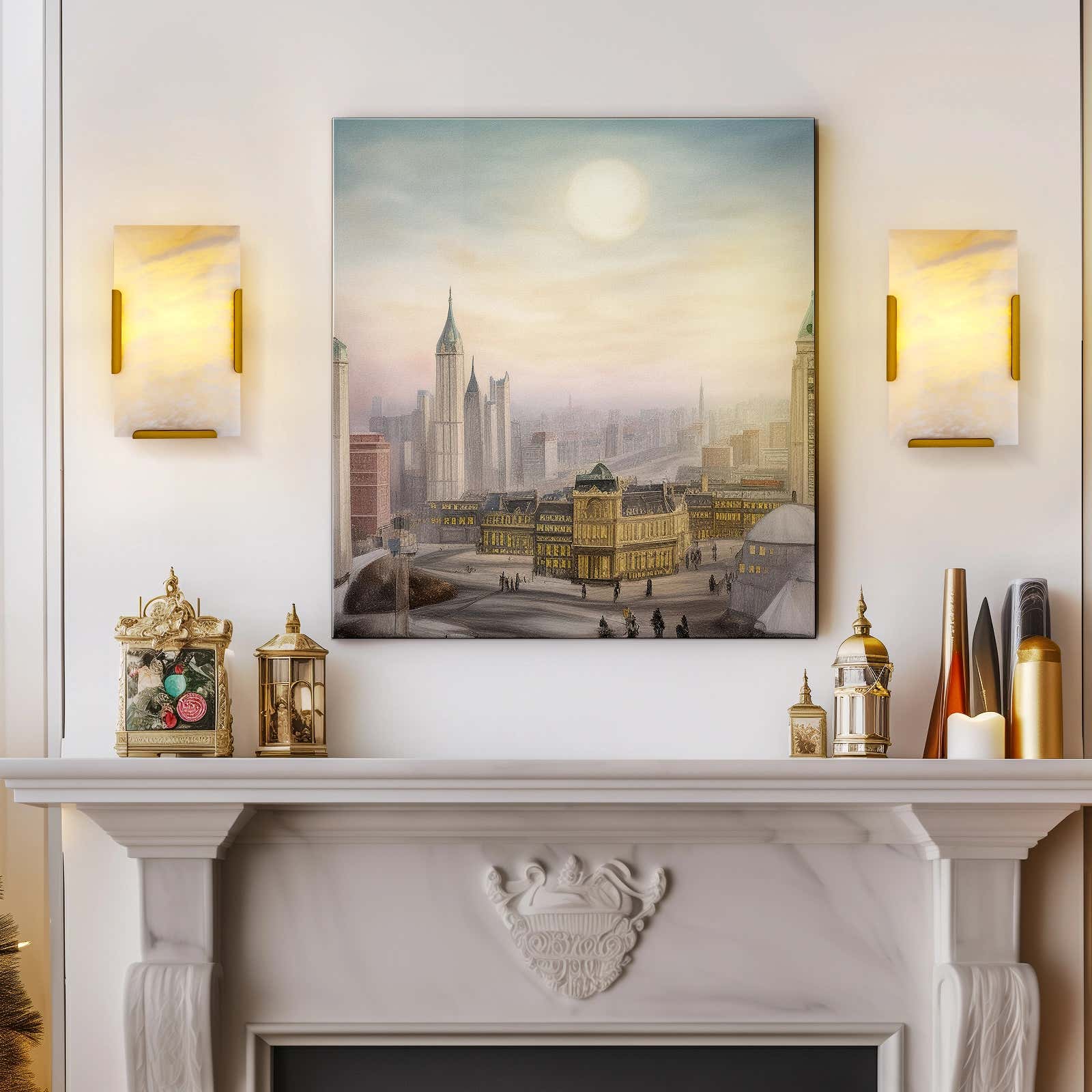 Maris Alabaster Wall Sconce 10"H#Finish_Gold