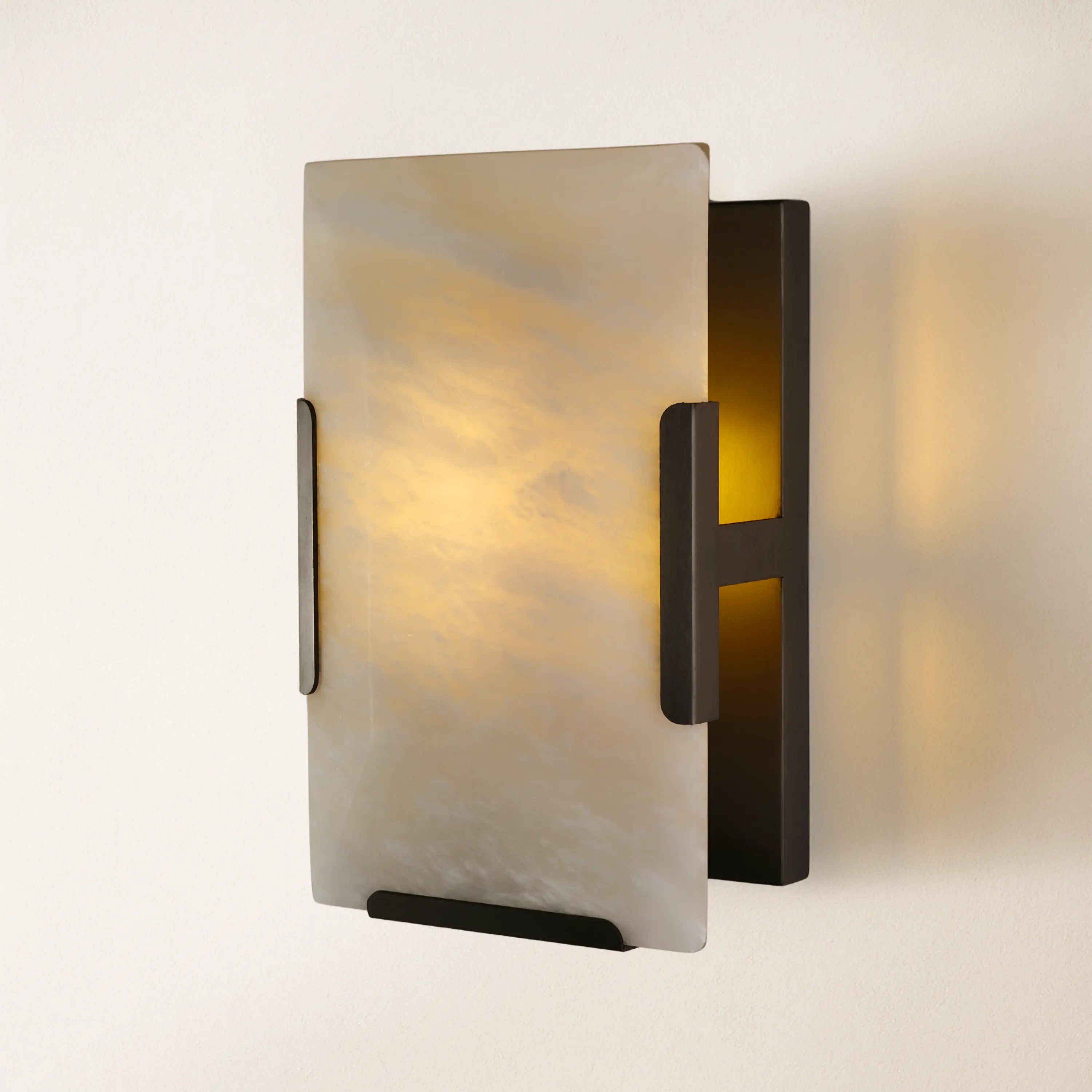 Maris Alabaster Wall Sconce 10"H#Finish_Black