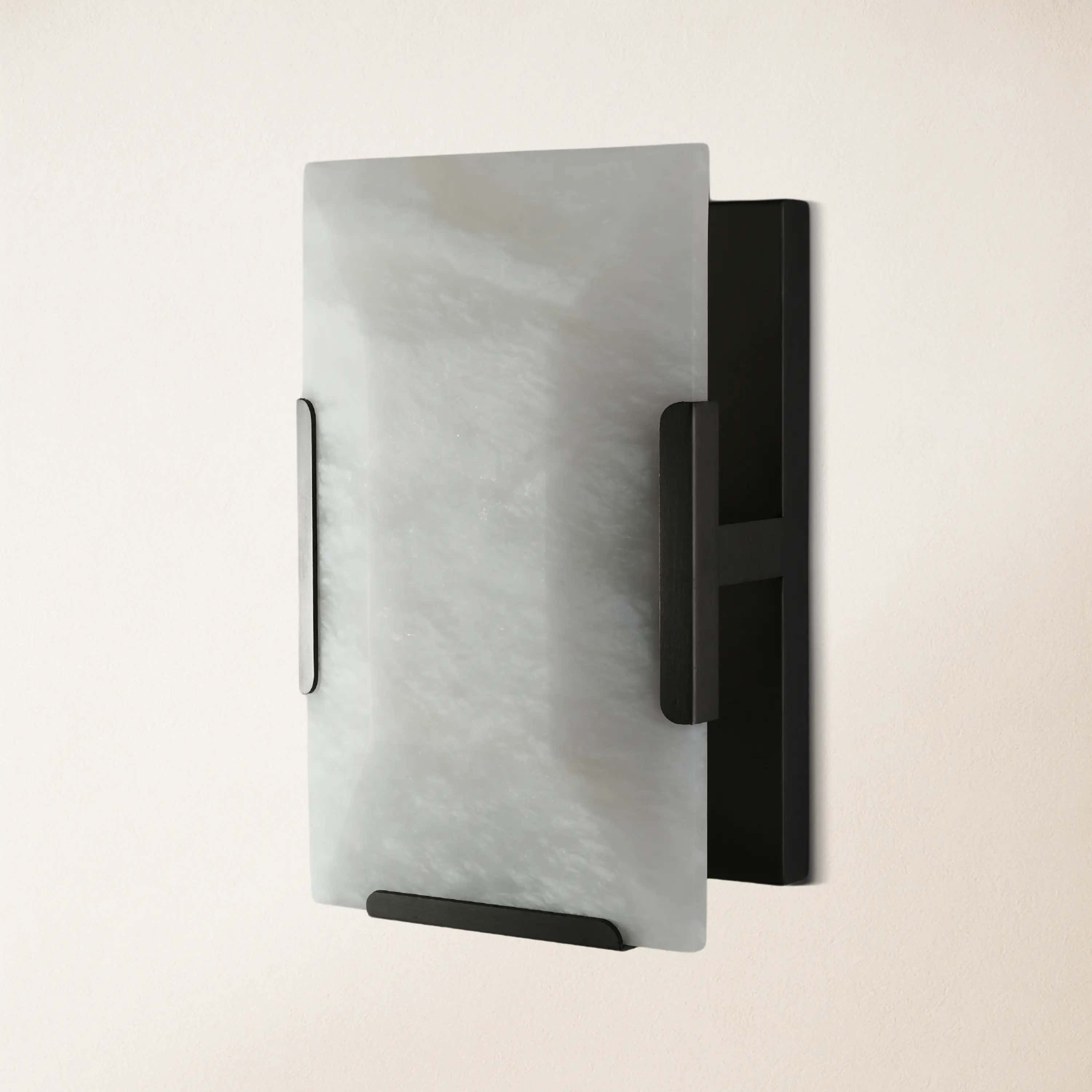Maris Alabaster Wall Sconce 10"H#Finish_Black