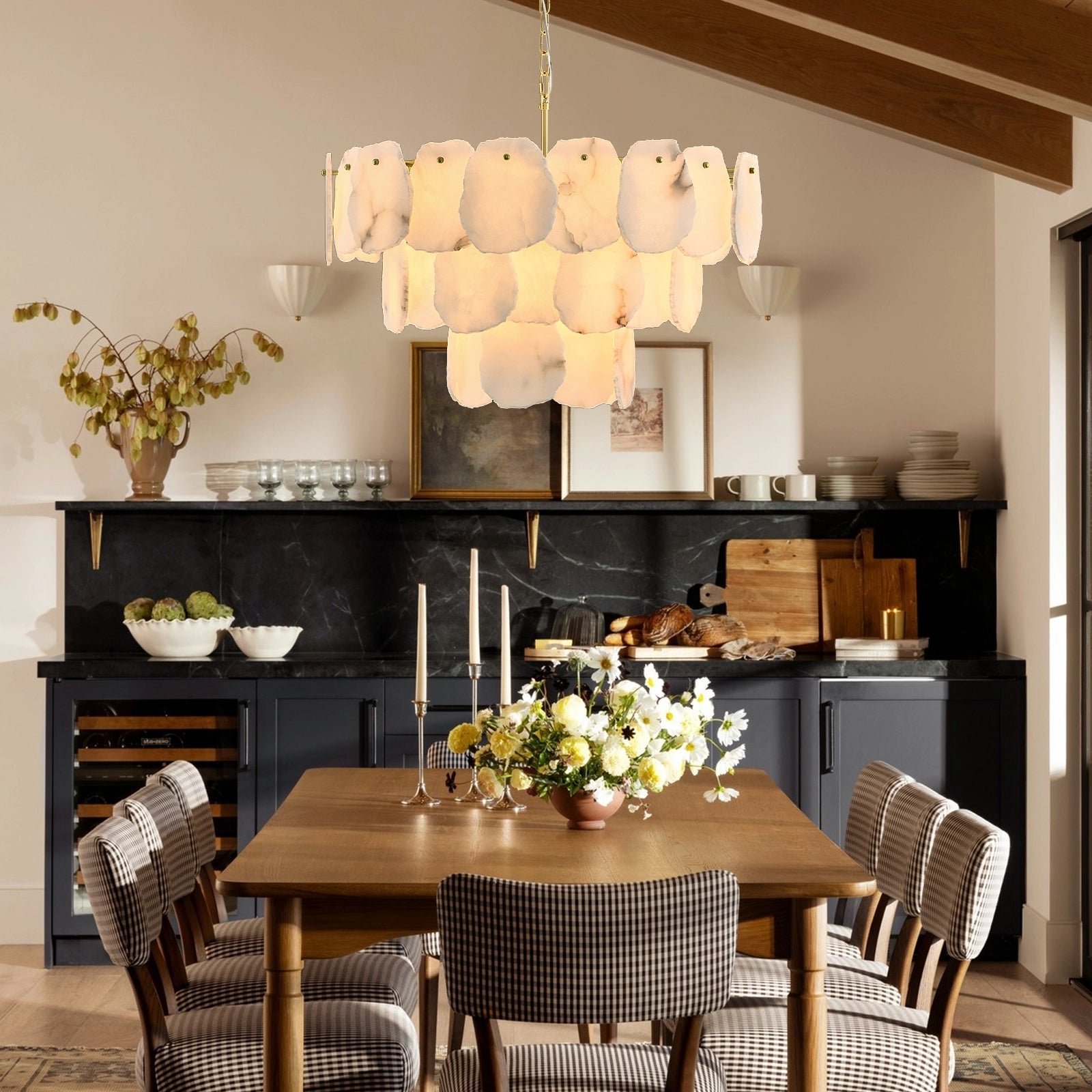 Moira Alabaster Multi-Tier Round Chandelier 32"D#Finish_Gold