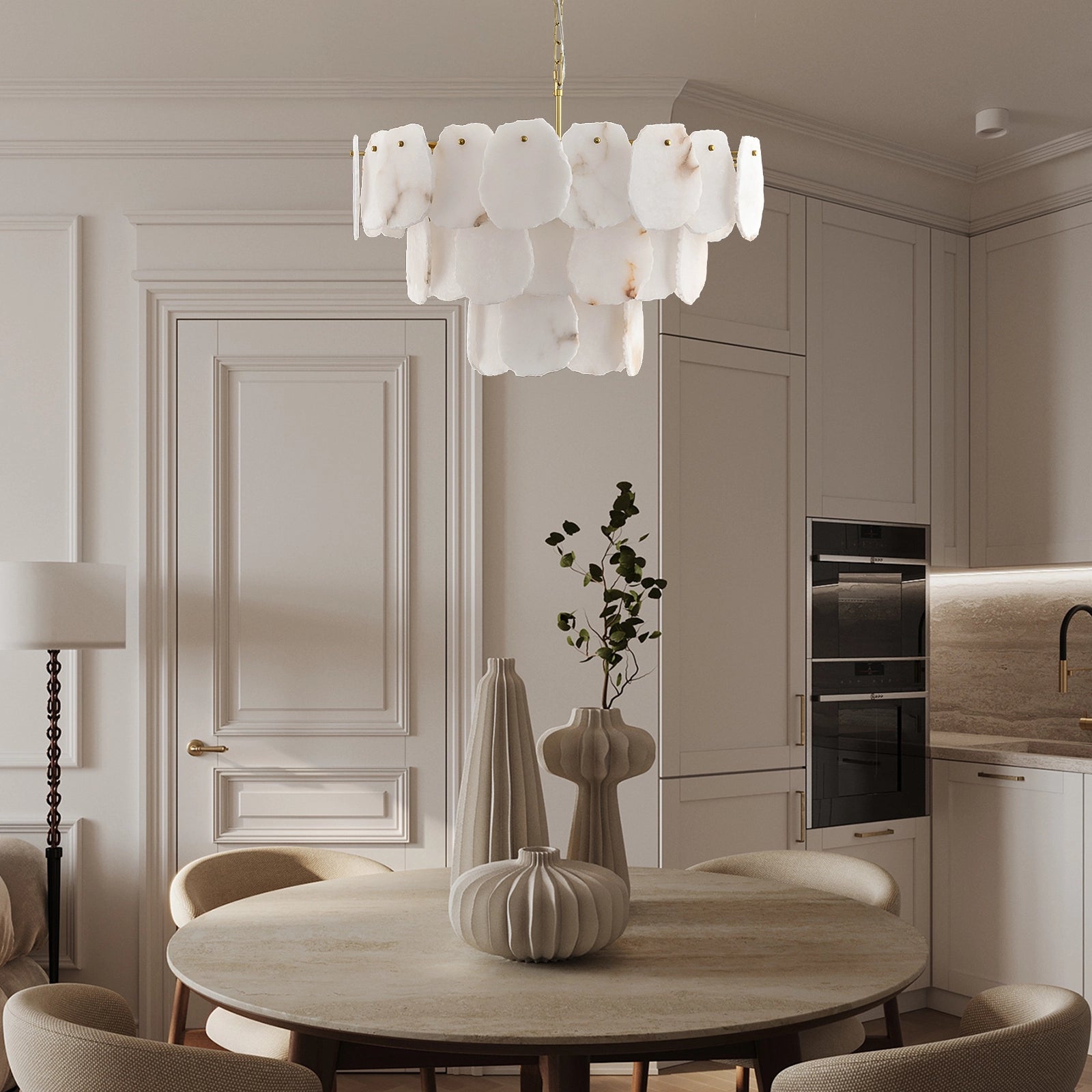 Moira Alabaster Multi-Tier Round Chandelier 32"D#Finish_Gold