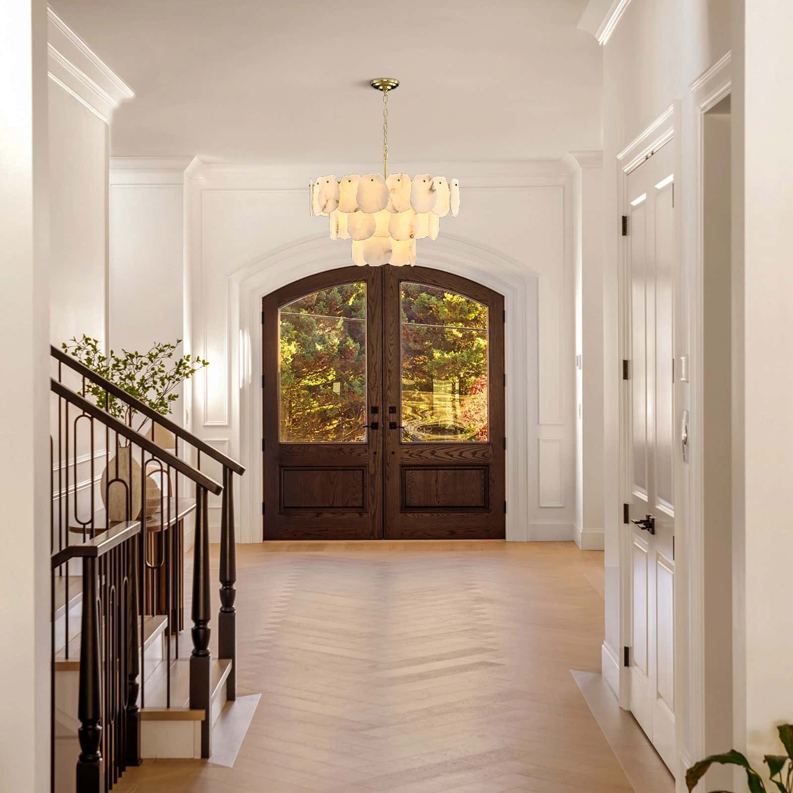 Moira Alabaster Multi-Tier Round Chandelier 32"D#Finish_Gold