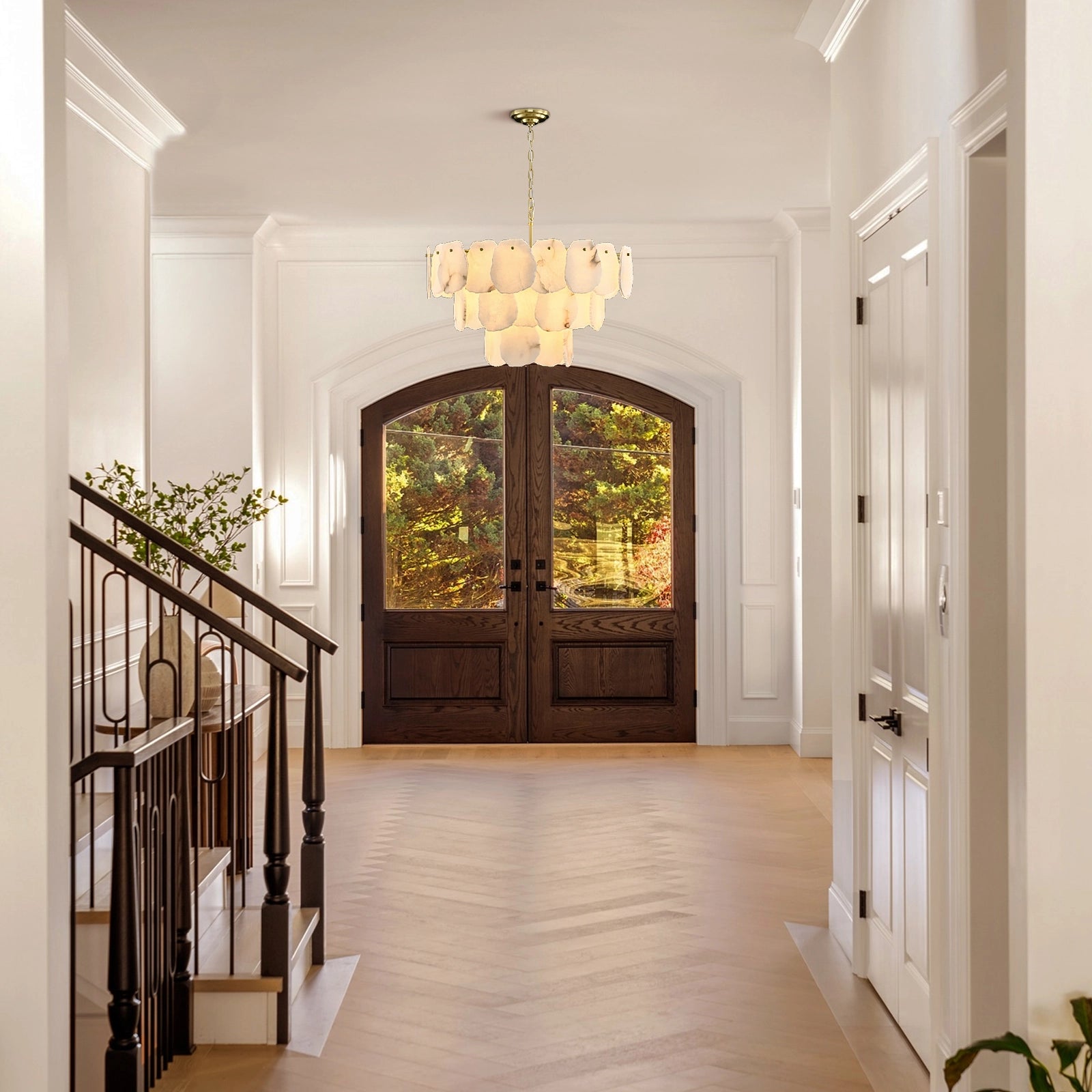 Moira Alabaster Multi-Tier Round Chandelier 32"D#Finish_Gold