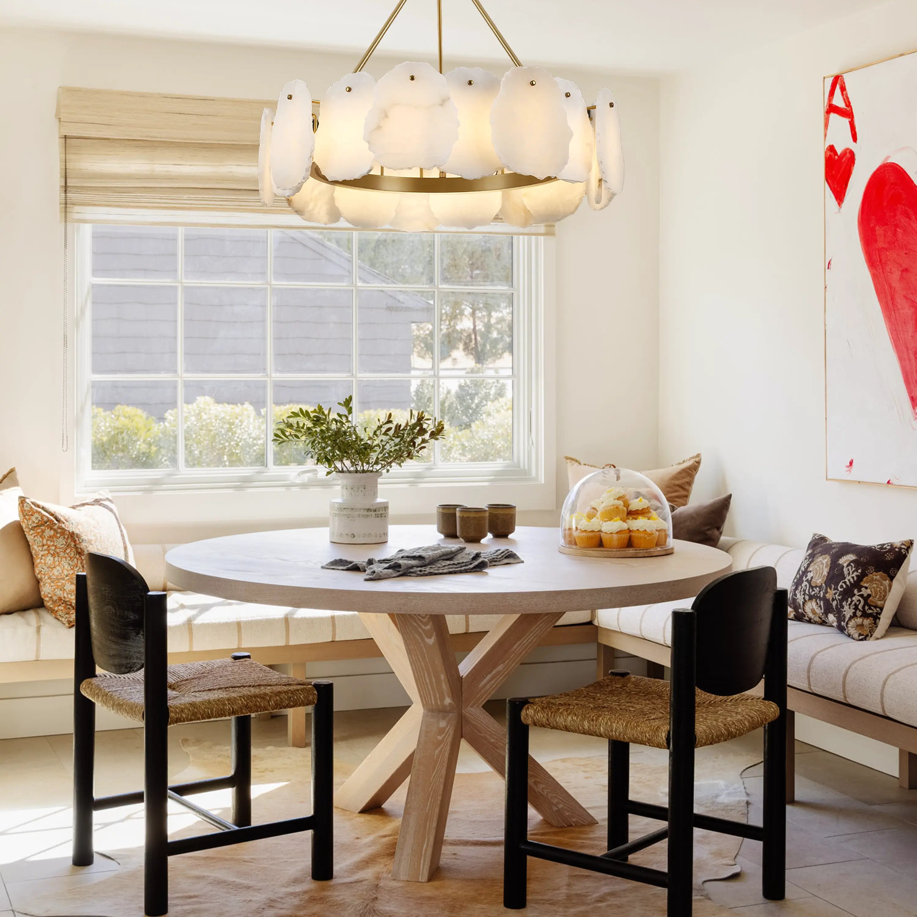 Moira Alabaster Round Chandelier 24"D#Finish_Gold