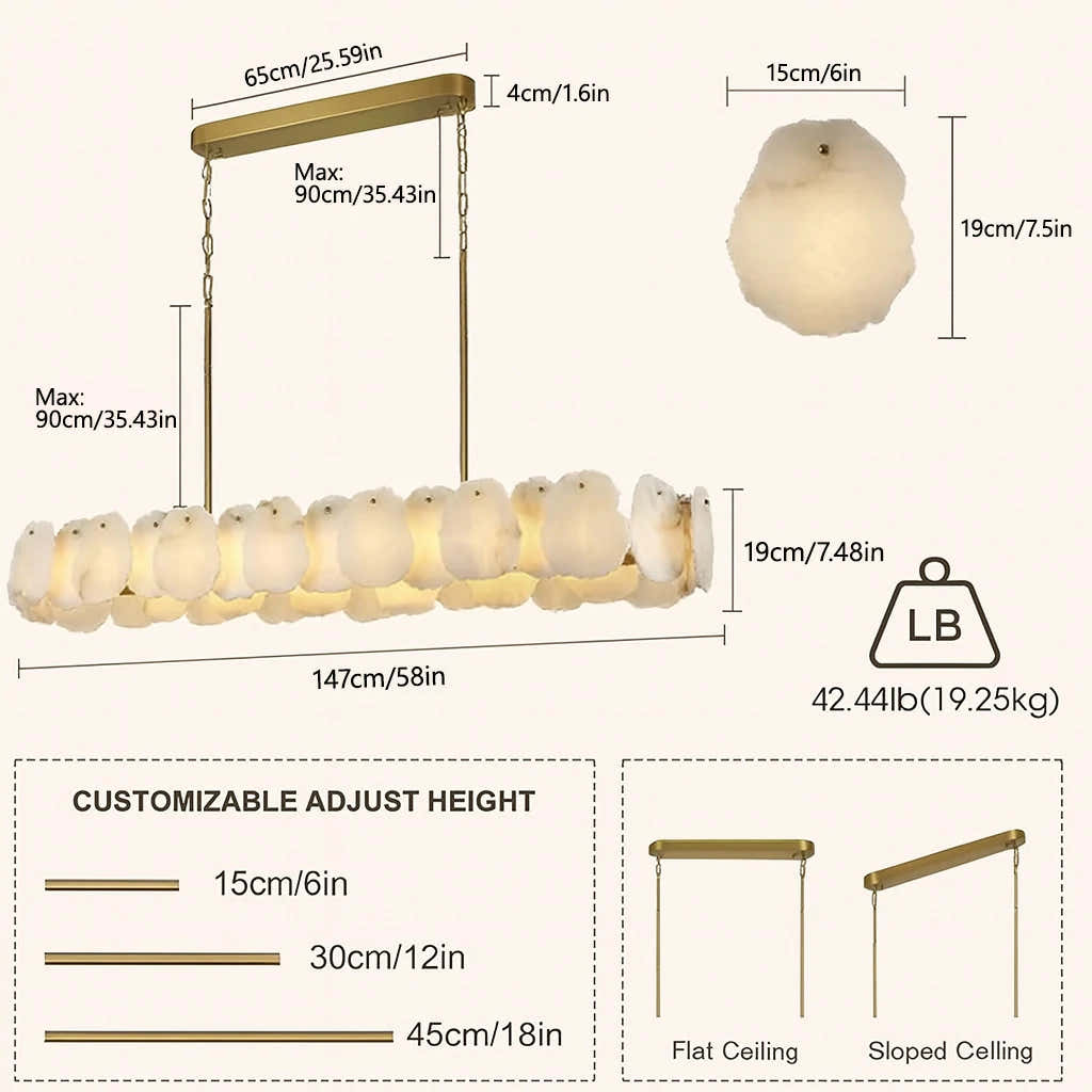 Moira Alabaster Oval Chandelier 58"W