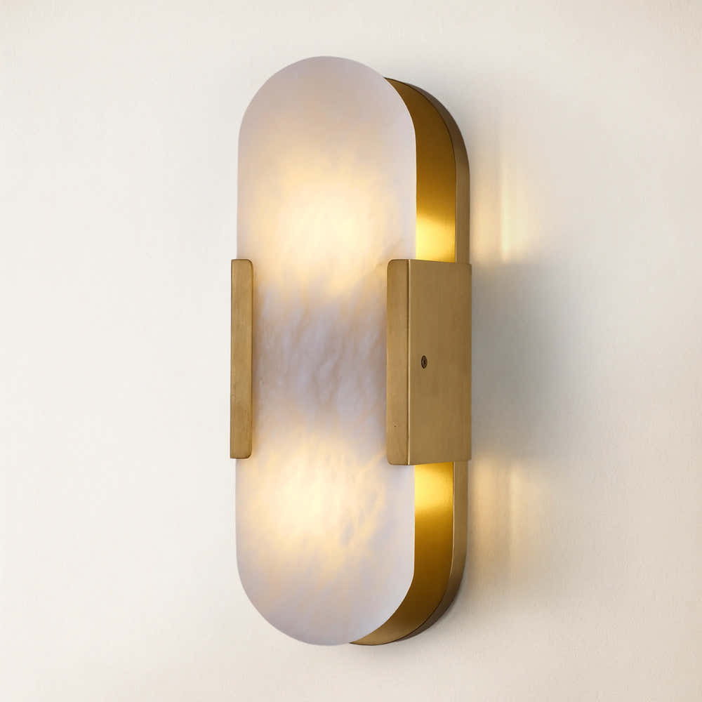 OpalEdge Alabaster Oval Wall Sconce 14"H#Finish_Gold
