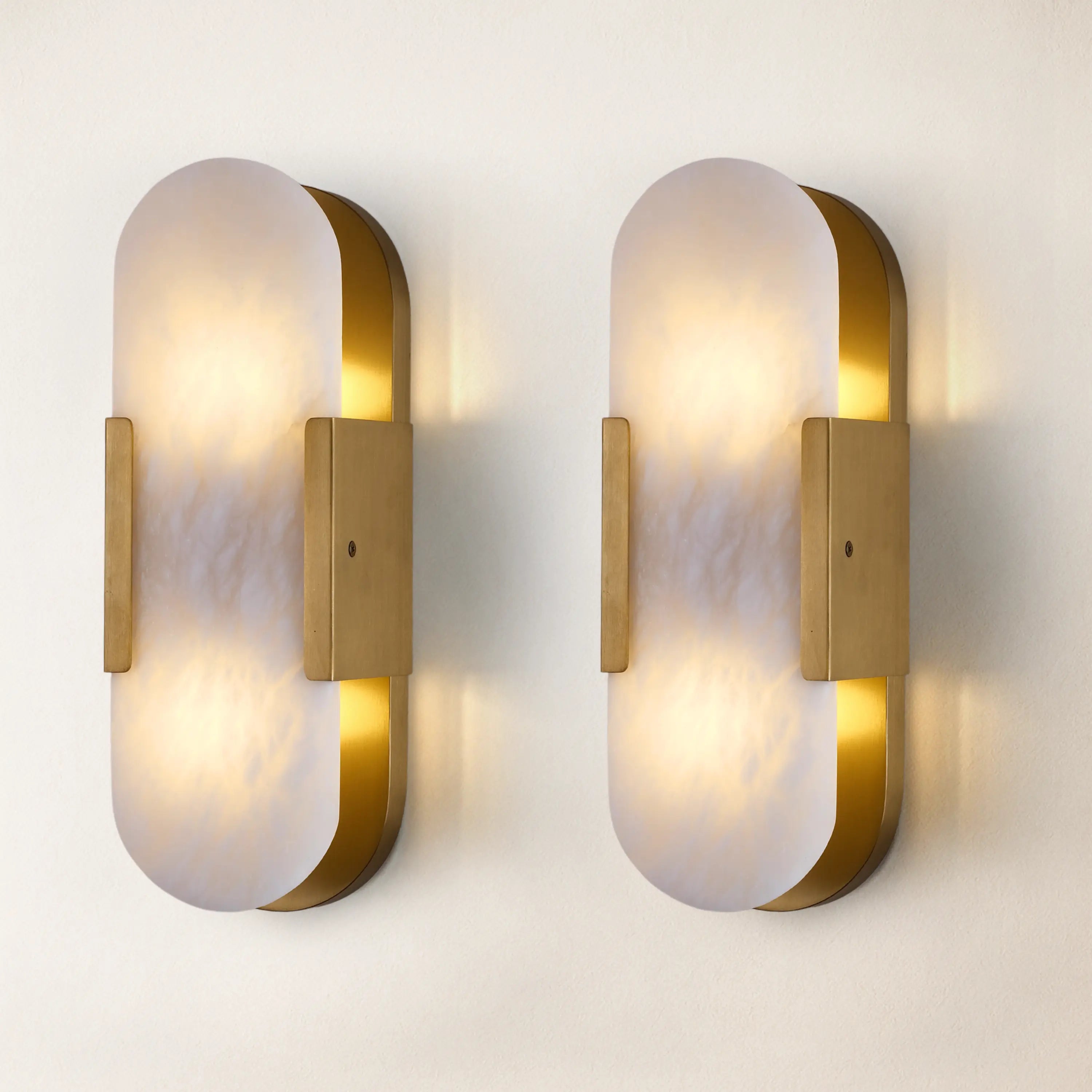 OpalEdge Alabaster Oval Wall Sconce 14"H#Finish_Gold