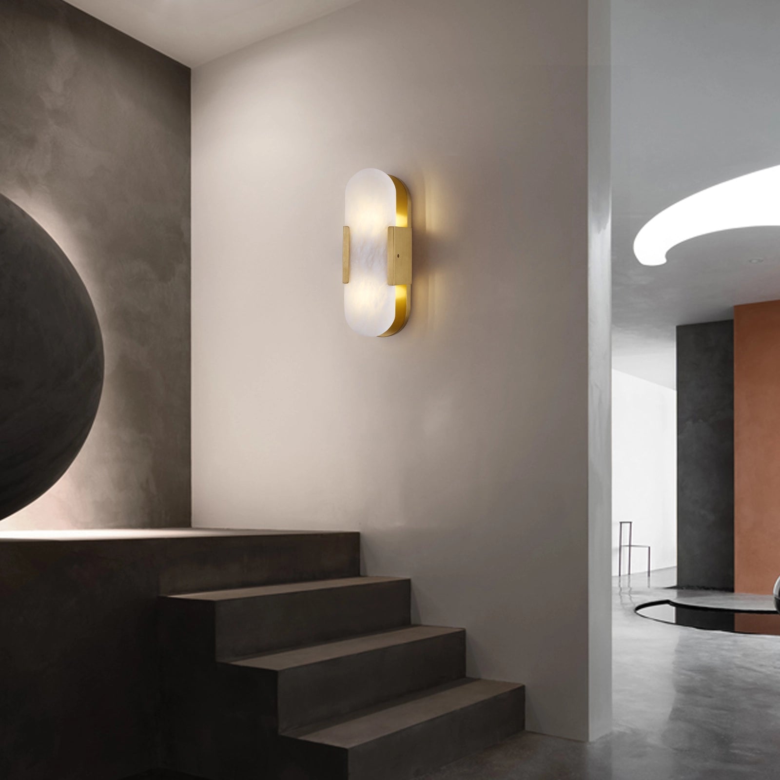 OpalEdge Alabaster Oval Wall Sconce 14"H#Finish_Gold