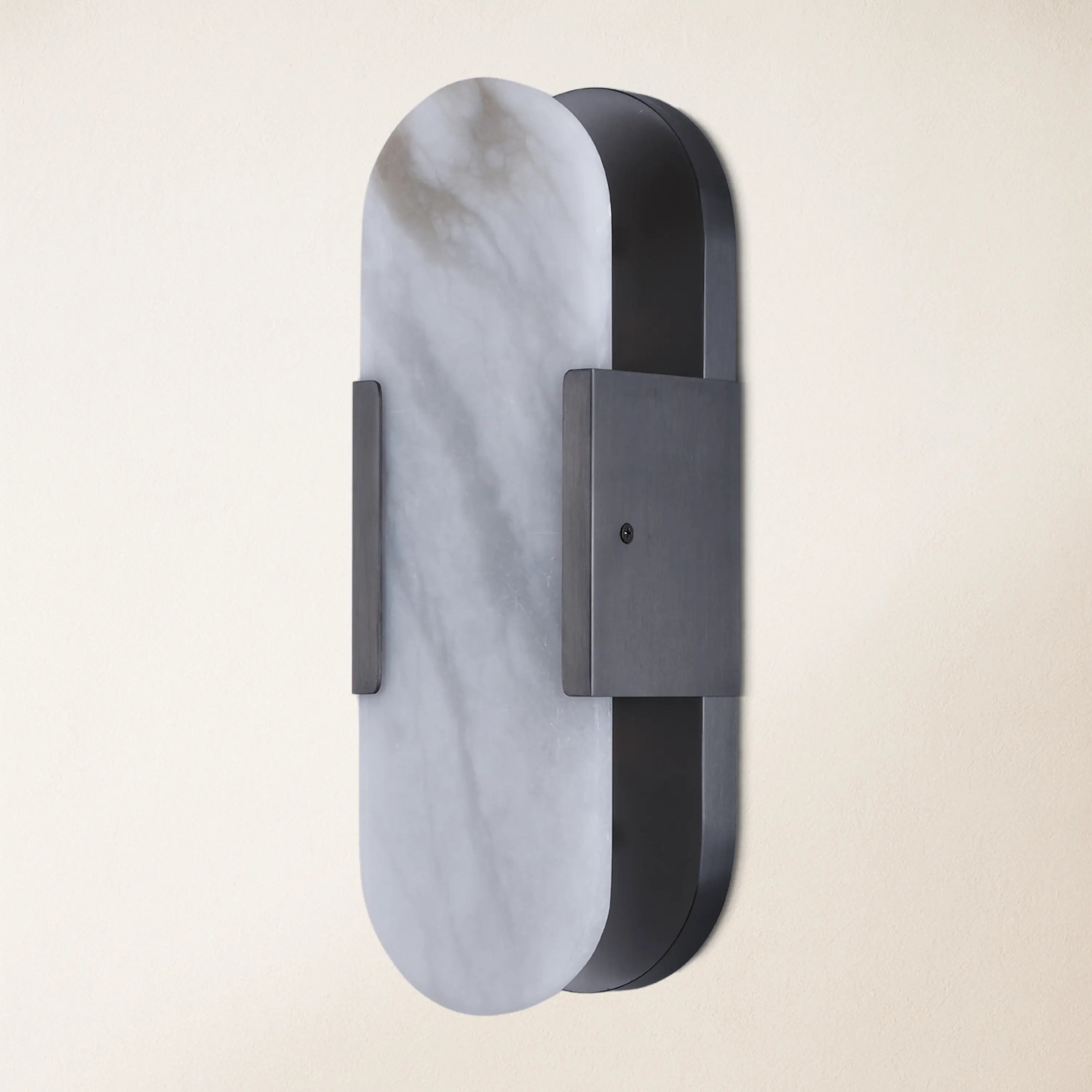 OpalEdge Alabaster Oval Wall Sconce 14"H#Finish_Black