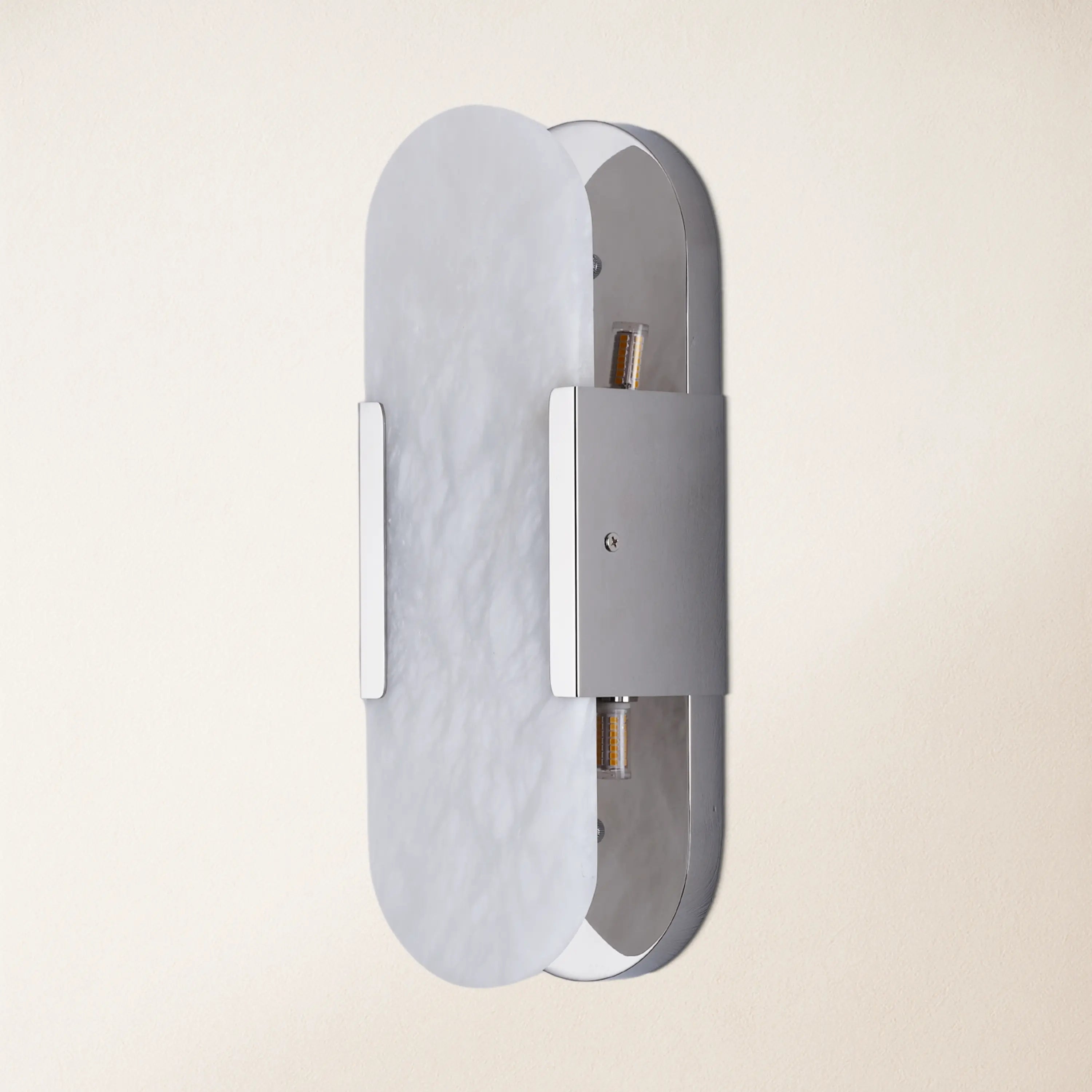 OpalEdge Alabaster Oval Wall Sconce 14"H#Finish_Silver