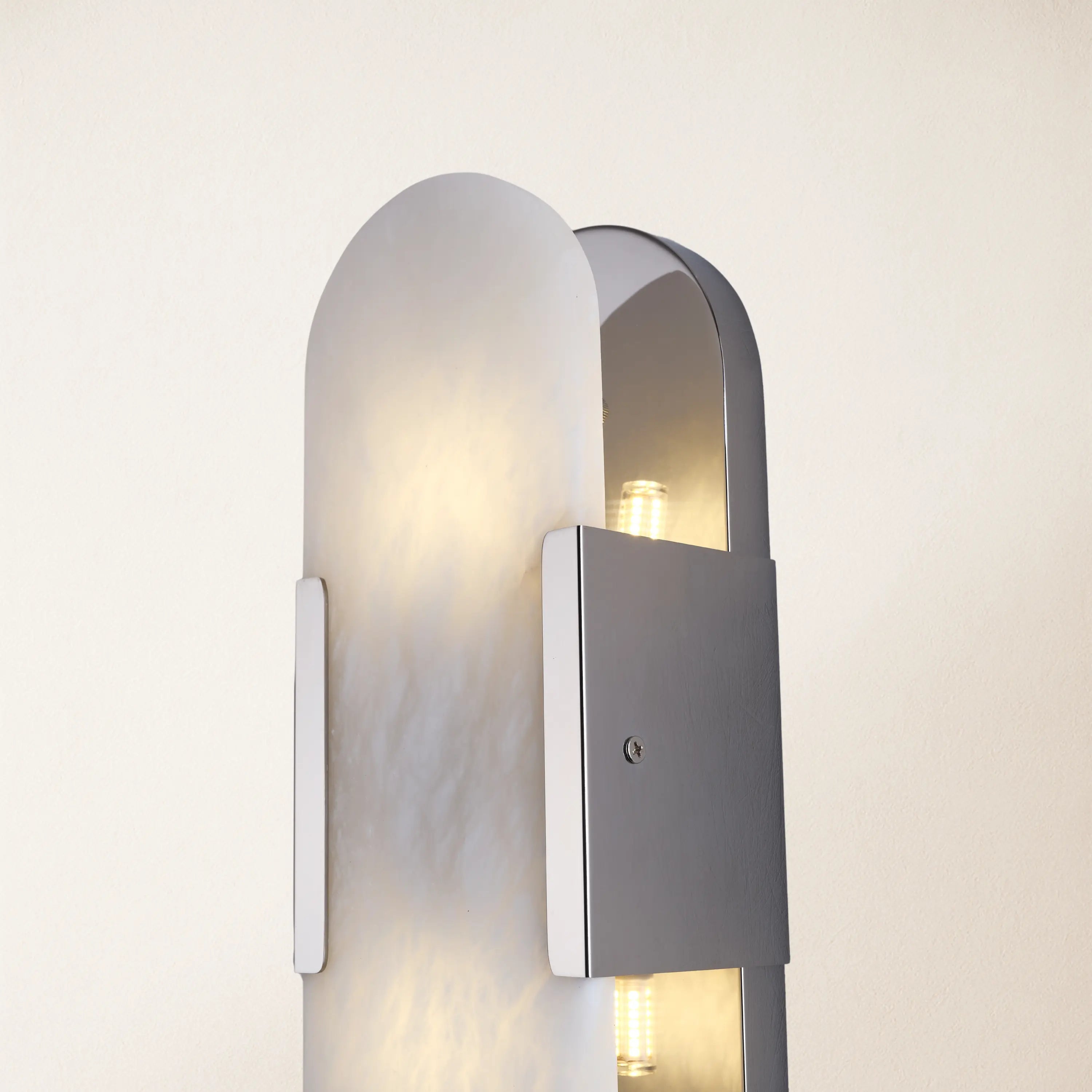OpalEdge Alabaster Oval Wall Sconce 14"H#Finish_Silver