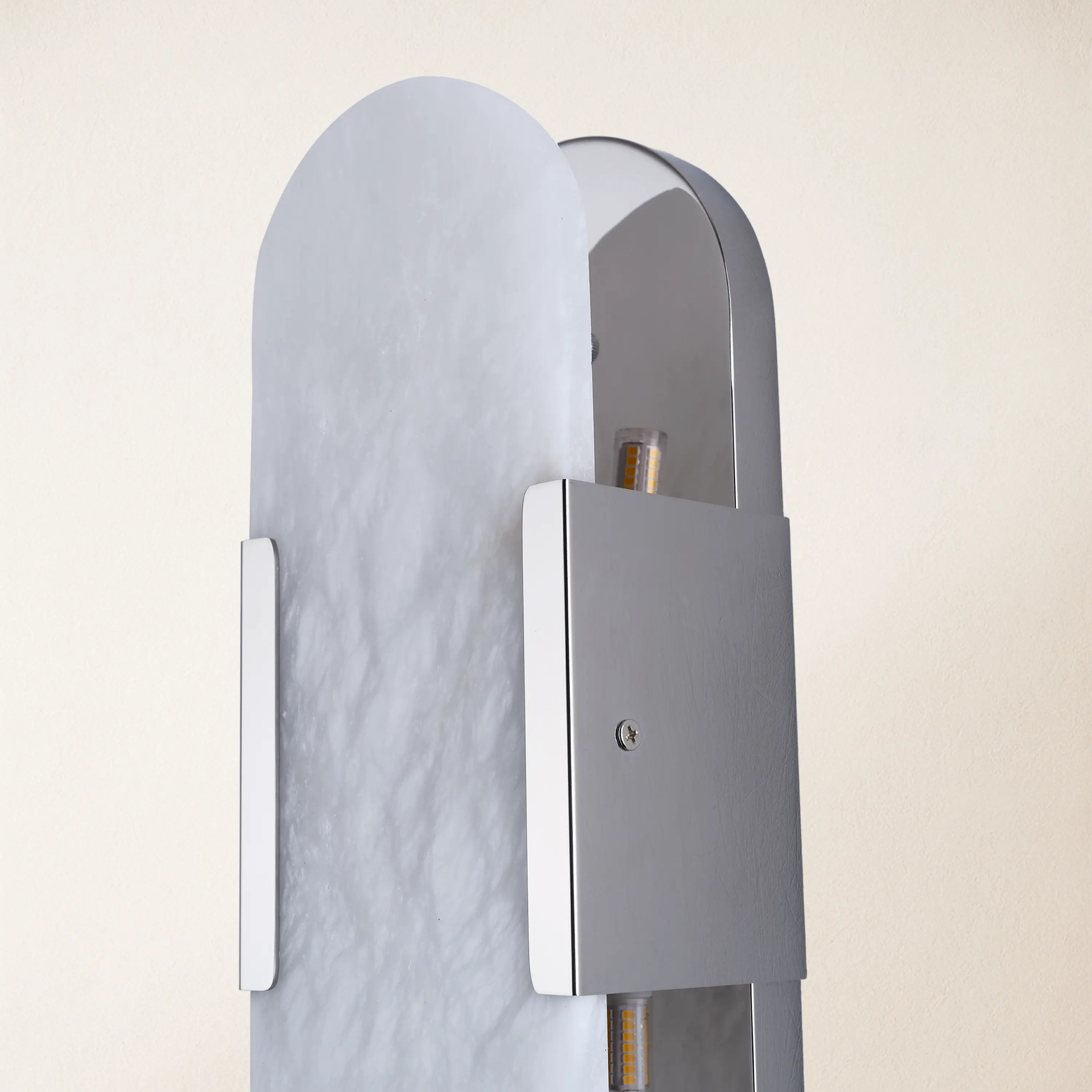 OpalEdge Alabaster Oval Wall Sconce 14"H#Finish_Silver