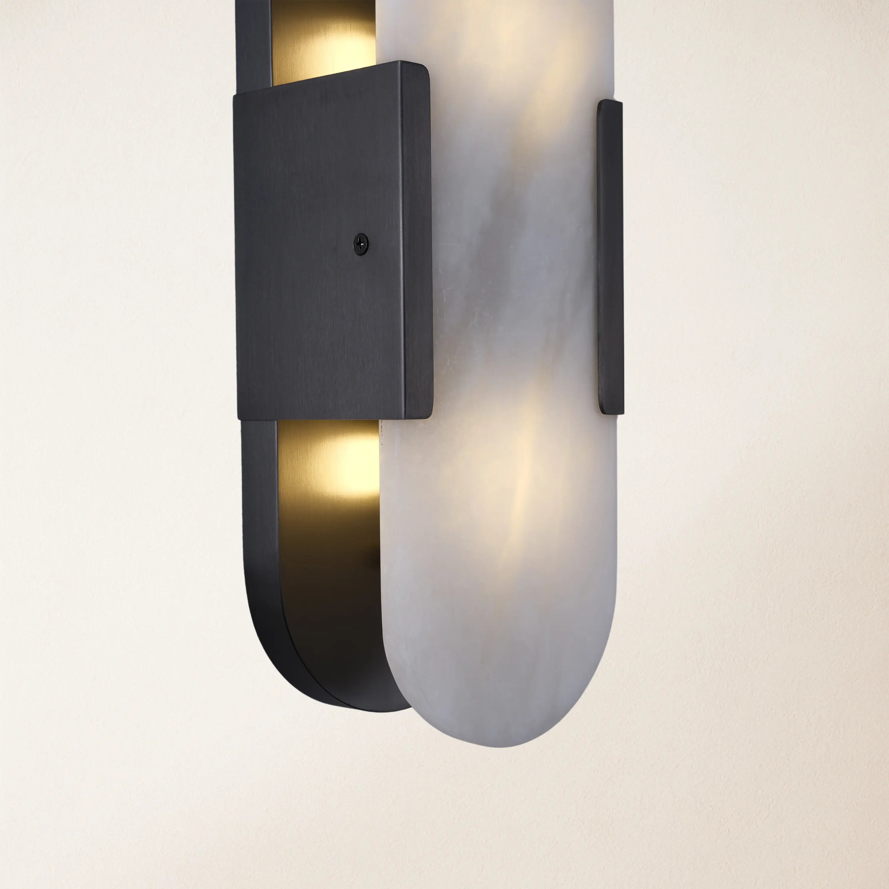 OpalEdge Alabaster Oval Wall Sconce 14"H#Finish_Black
