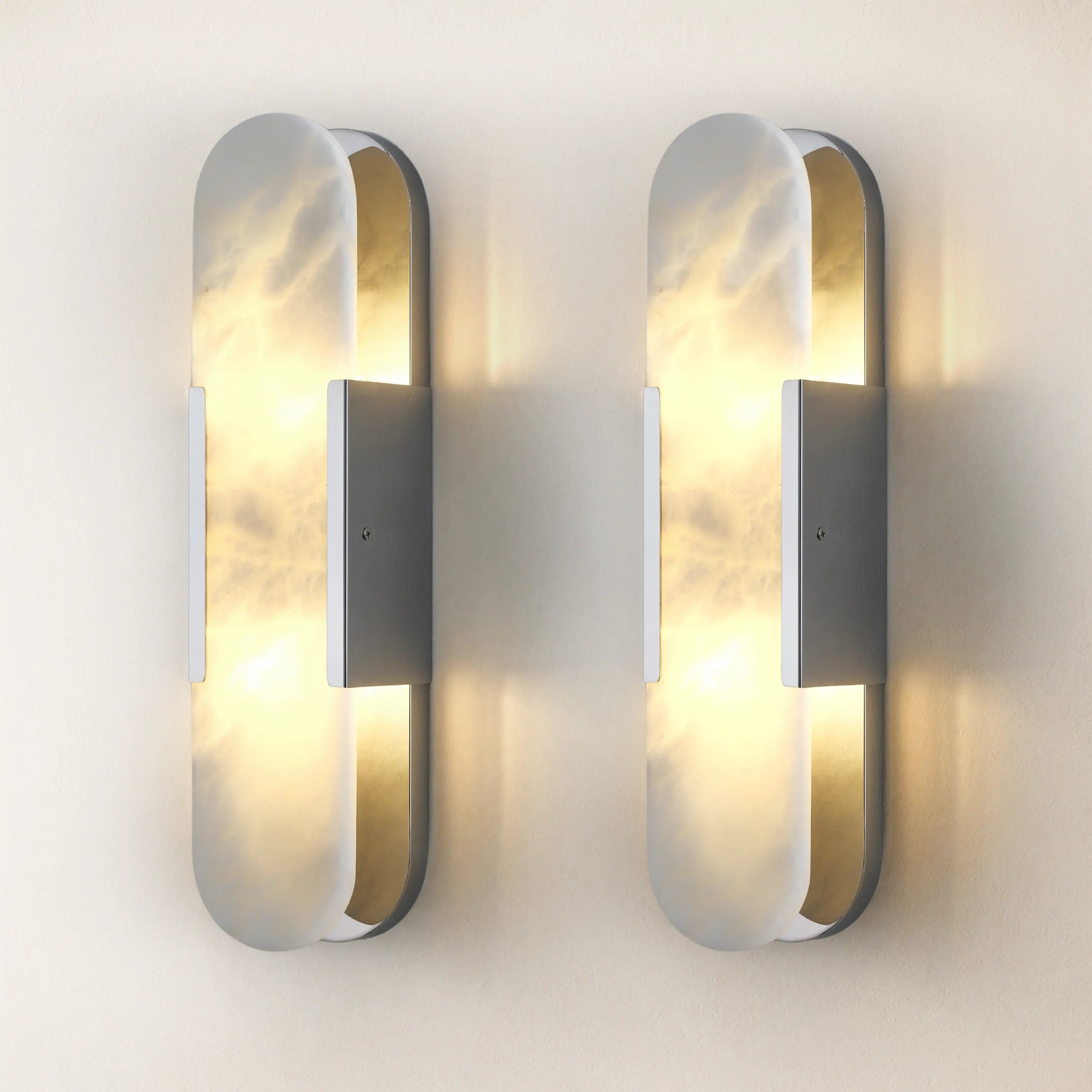 OpalEdge Alabaster Oval Wall Sconce 20"H#Finish_Silver