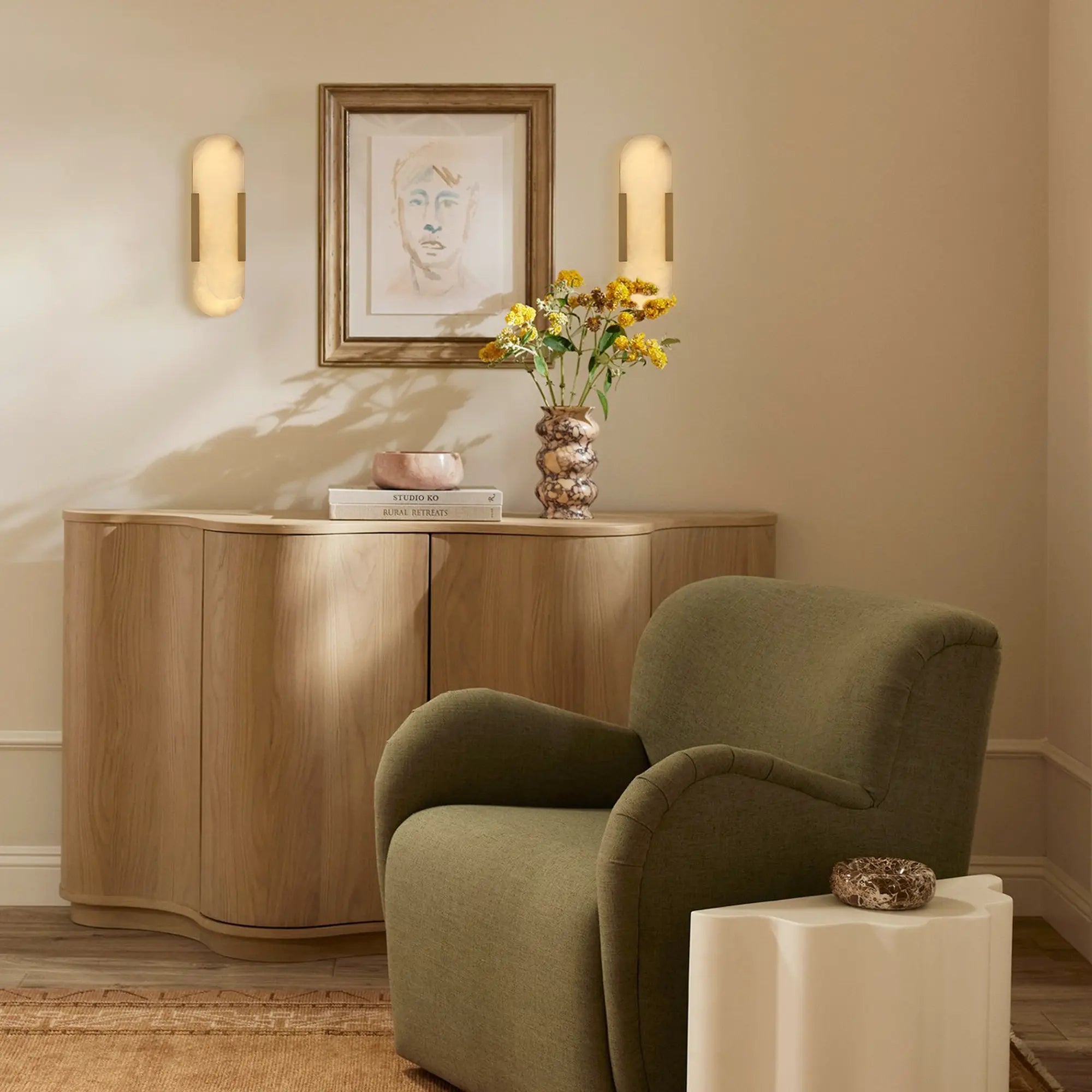 OpalEdge Alabaster Wall Sconce 14"H#Finish_Gold