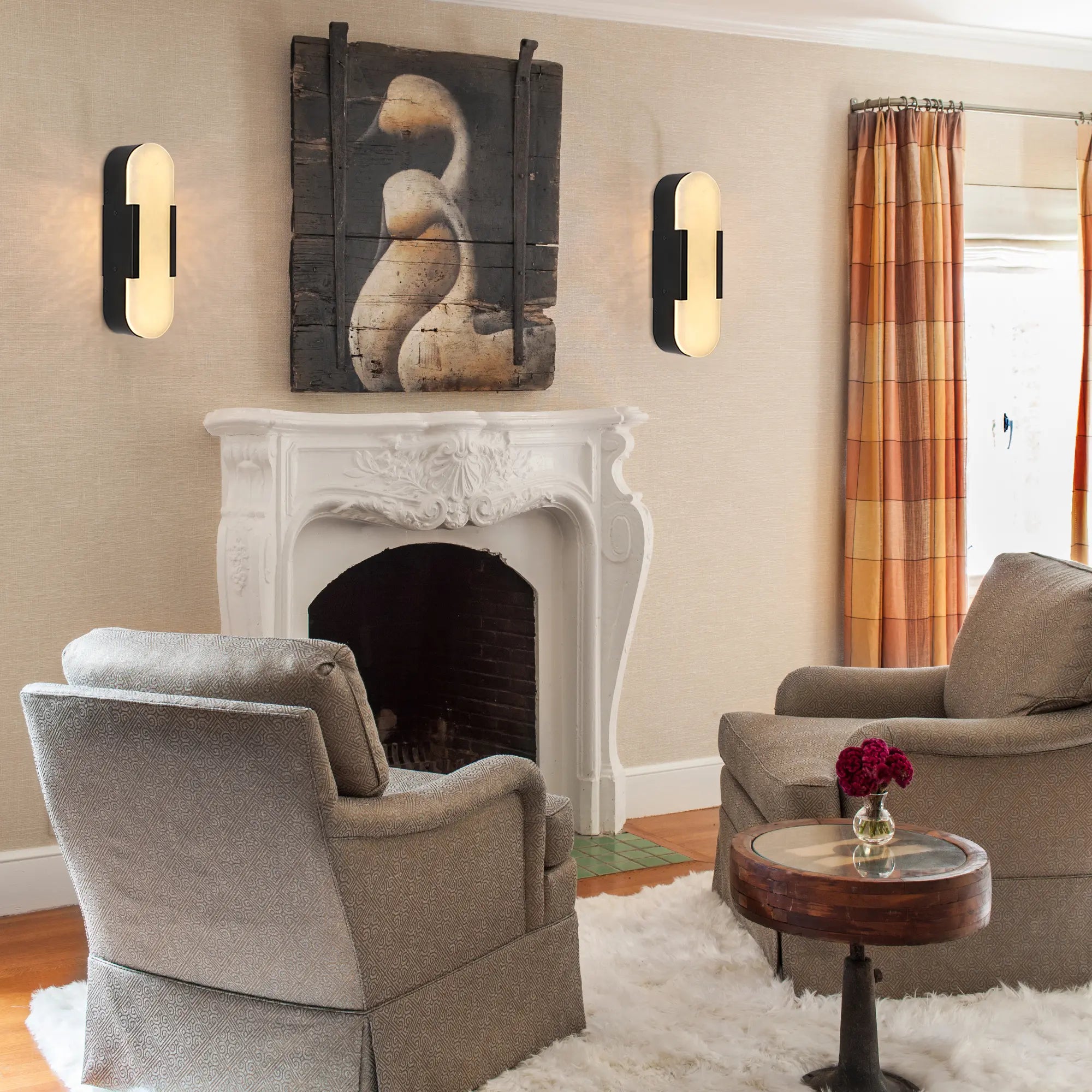 OpalEdge Alabaster Wall Sconce 14"H#Finish_Black