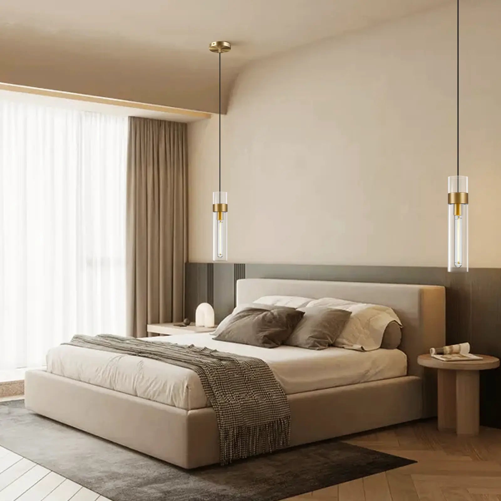 Cylora Glass Tube Pendant 4"H#Finish_Gold