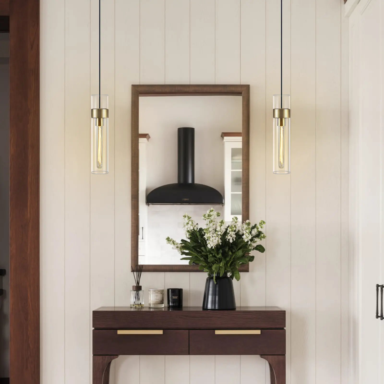 Cylora Glass Tube Pendant 4"H#Finish_Gold