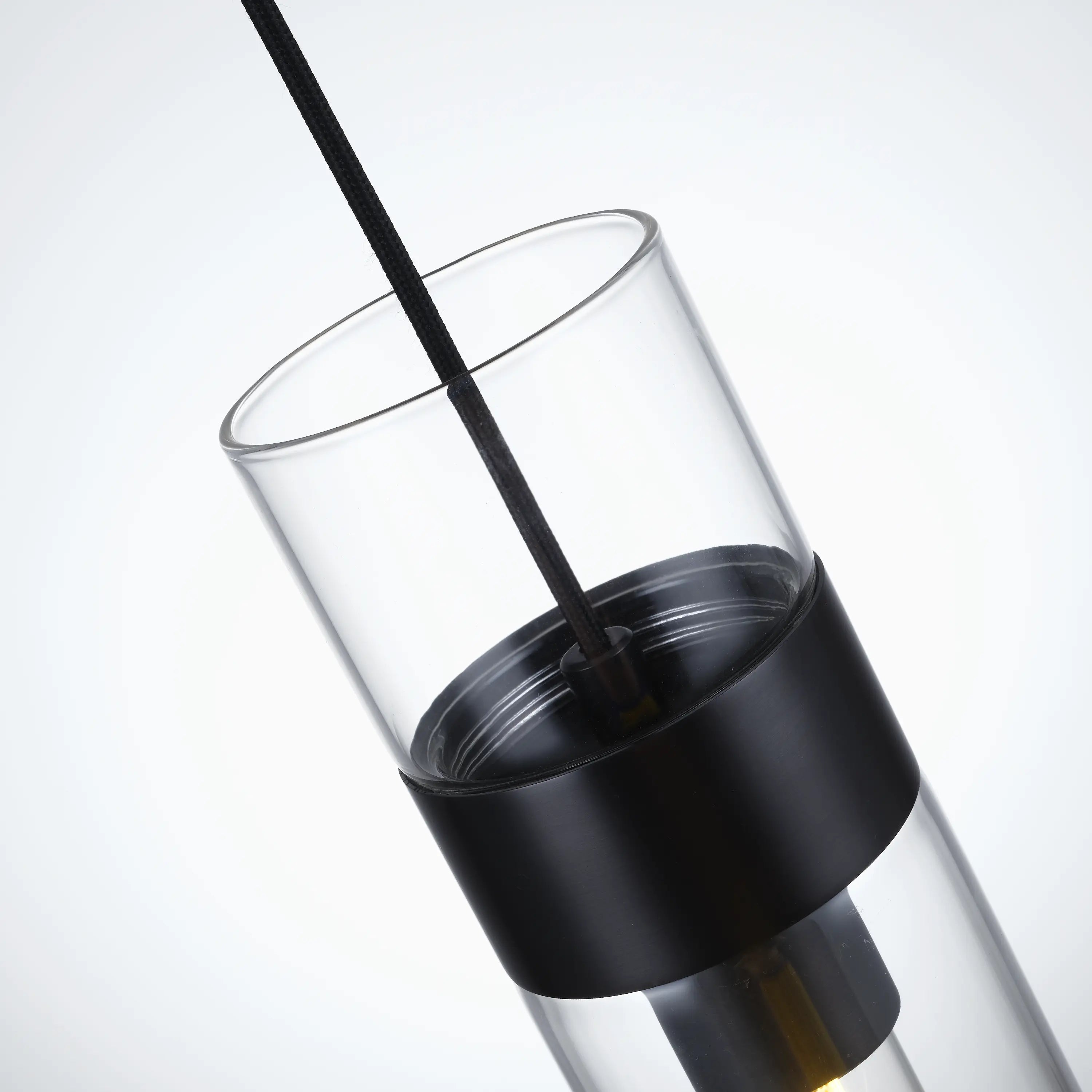 Cylora Glass Tube Pendant 4"H#Finish_Black