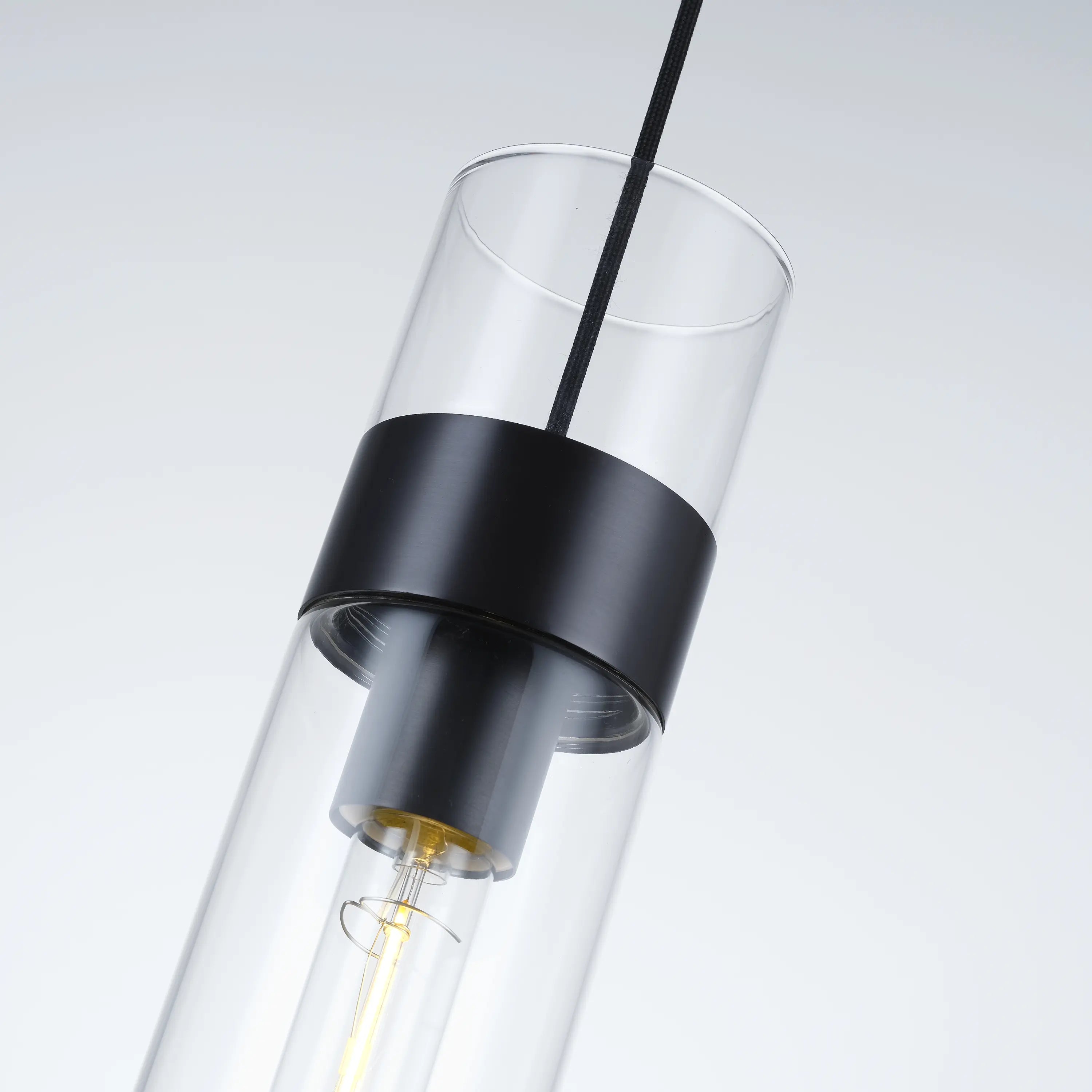 Cylora Glass Tube Pendant 4"H#Finish_Black