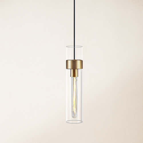 Cylora Glass Tube Pendant 4"H#Finish_Gold