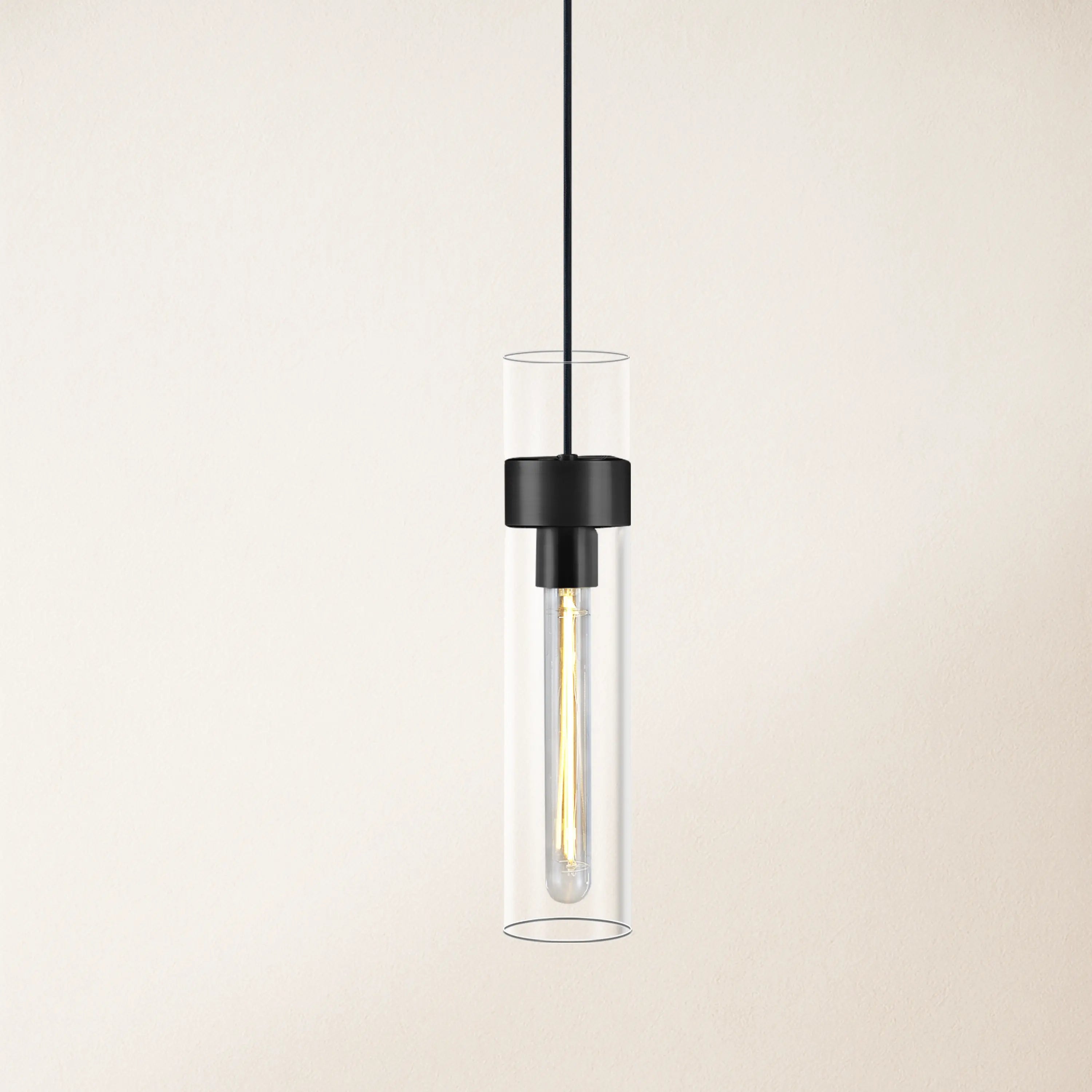 Cylora Glass Tube Pendant 4"H#Finish_Black
