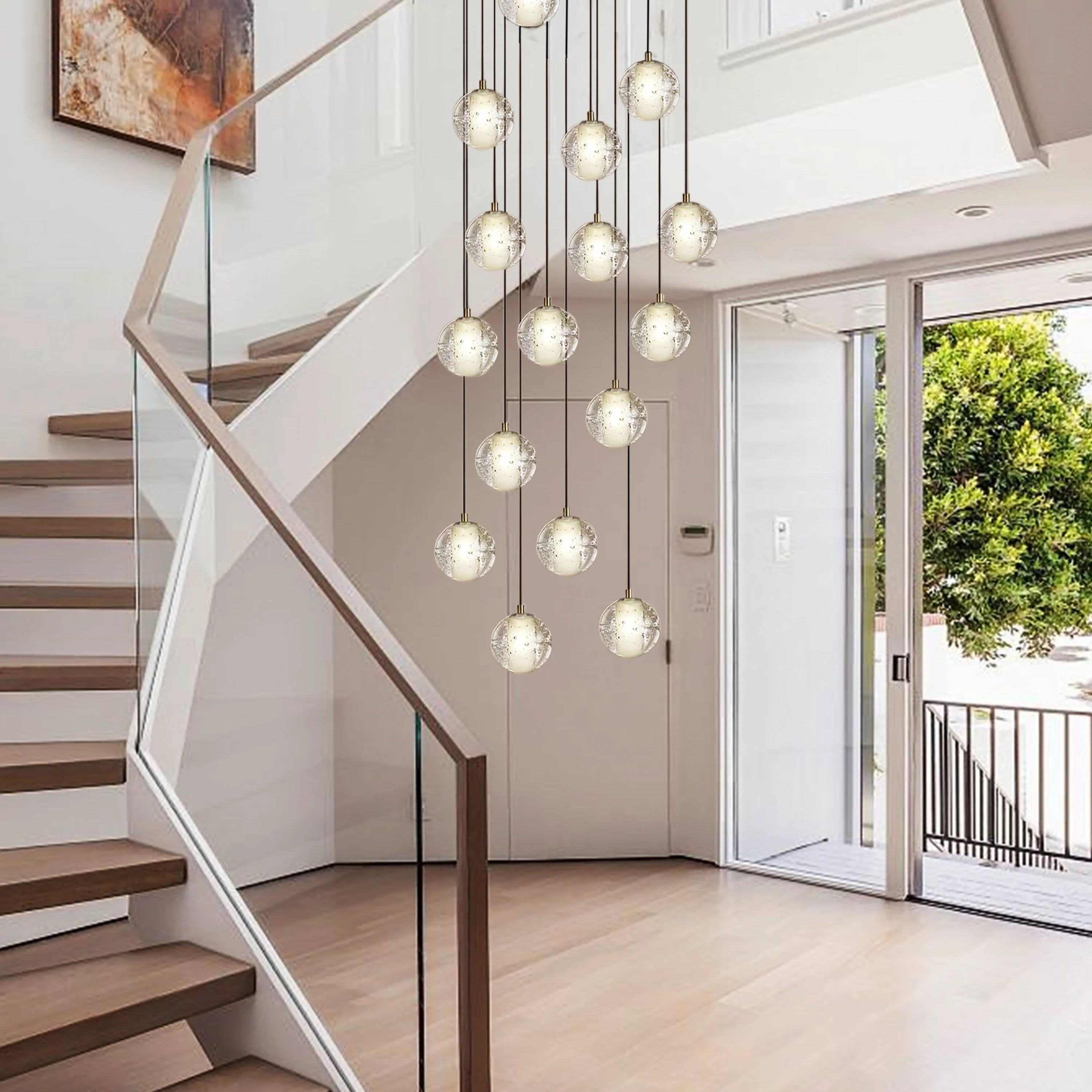 Pearl Ball Ceiling Round Chandelier 20"D#Finish_Gold