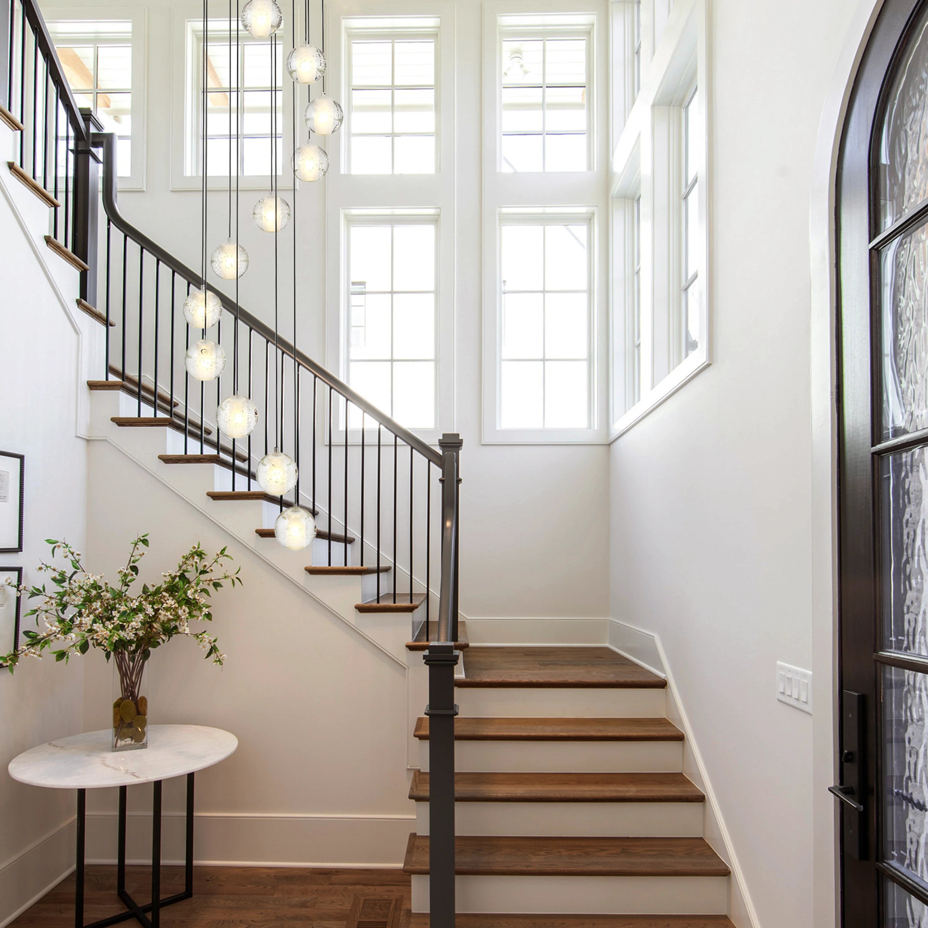 Pearl Ball Ceiling Round Chandelier 20"D#Finish_Gold