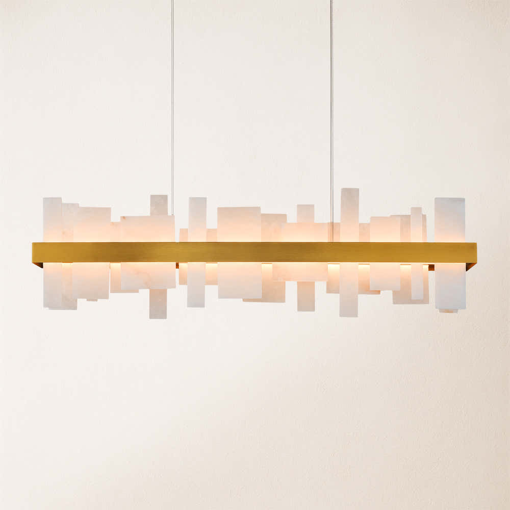 Nocturne Alabaster Rectangular Chandelier 48"#Finish_Gold