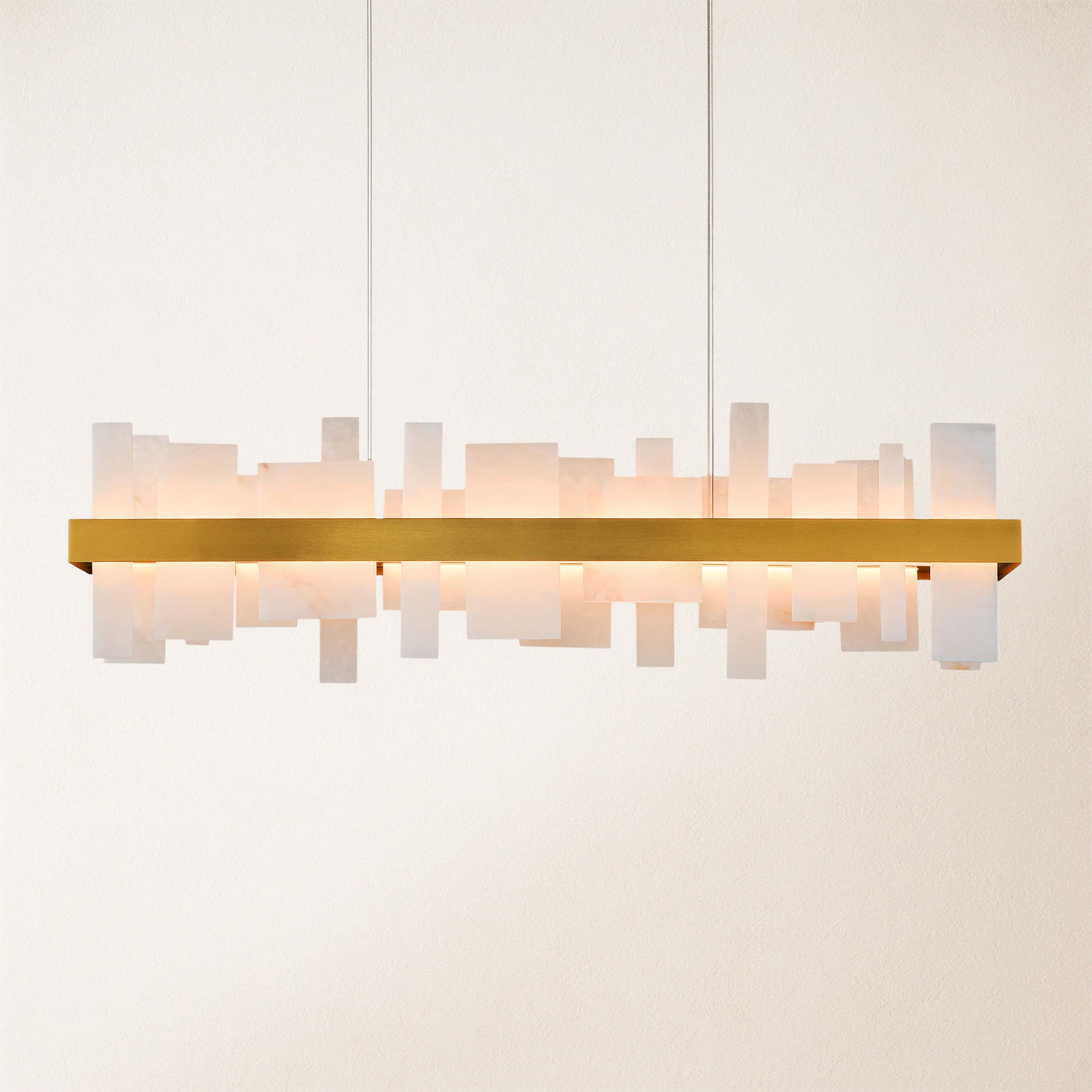 Nocturne Alabaster Rectangular Chandelier 48"