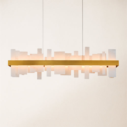 Nocturne Alabaster Rectangular Chandelier 48"#Finish_Gold