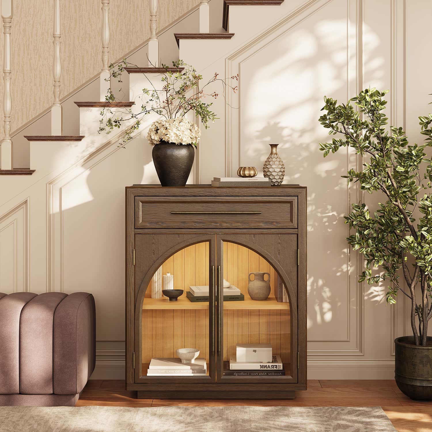 Alvar gewölbtes 64" Sideboard aus Eiche mit Schubladen (2er-Set)