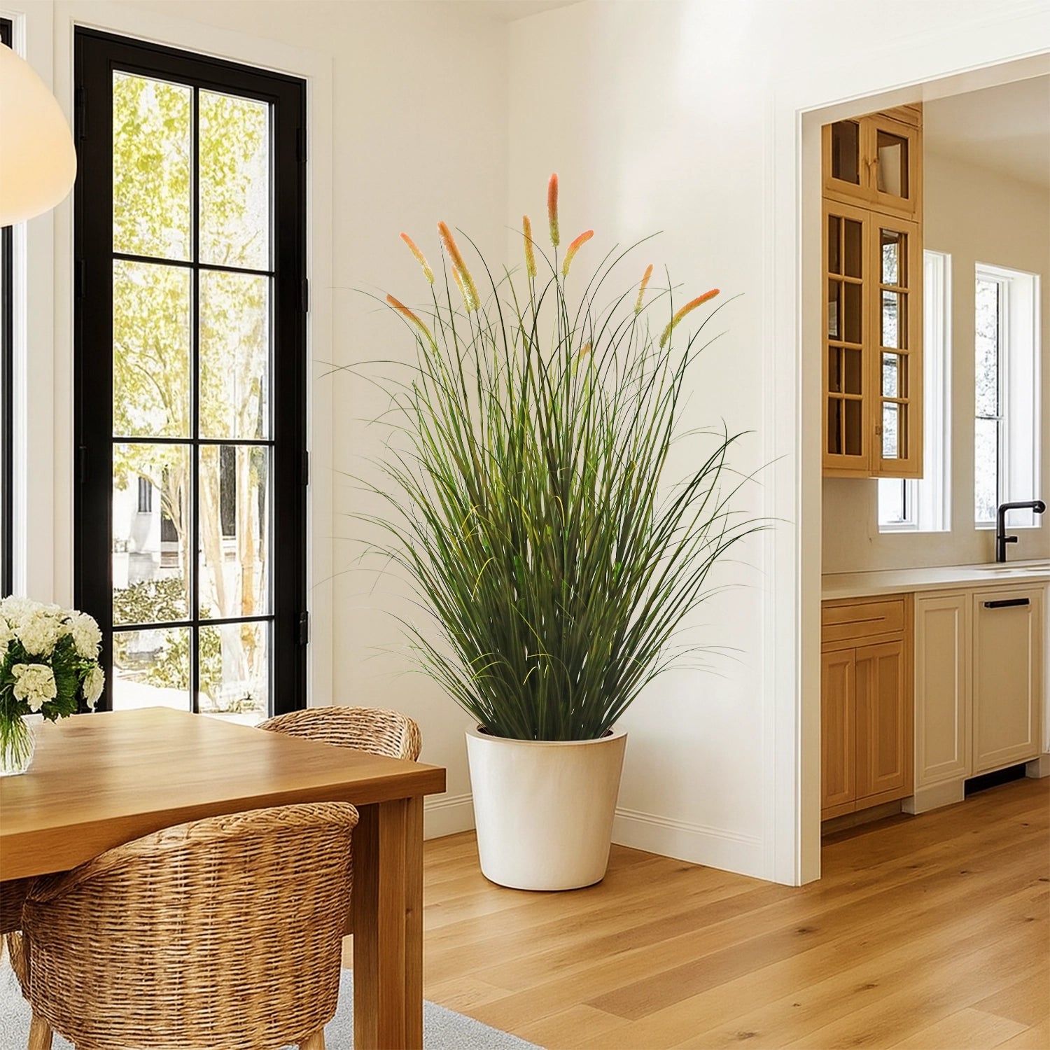 Artificial 10-Head Long Cat Tail with Curved Onion Grass Bonsai 67"H