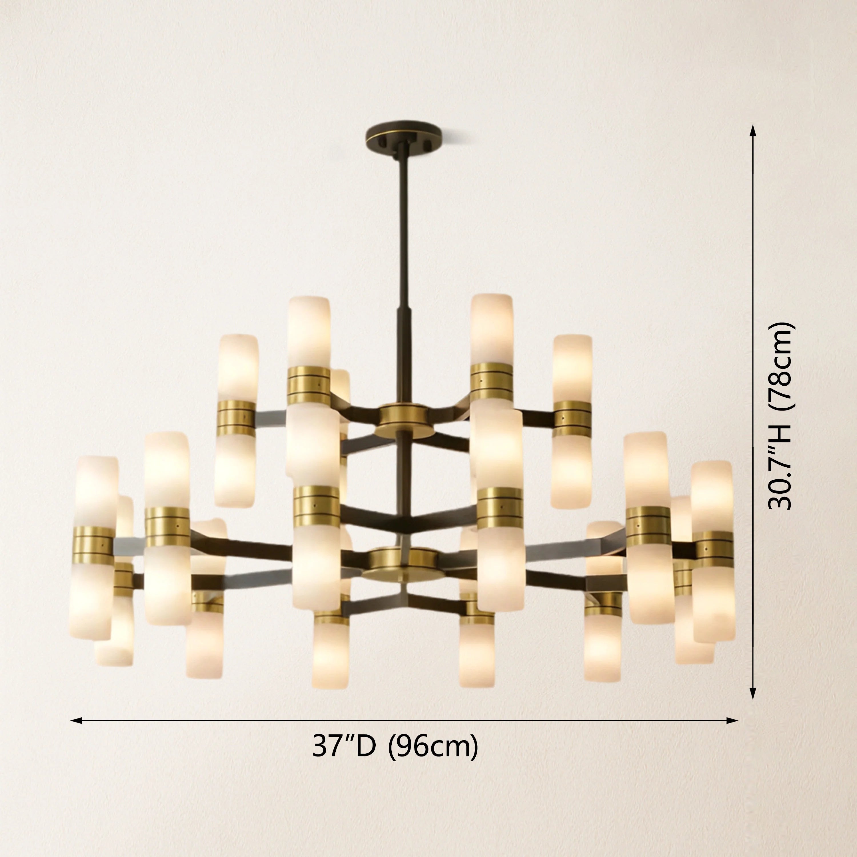 Moral Alabaster Round chandelier 37"D#Finish_Gold