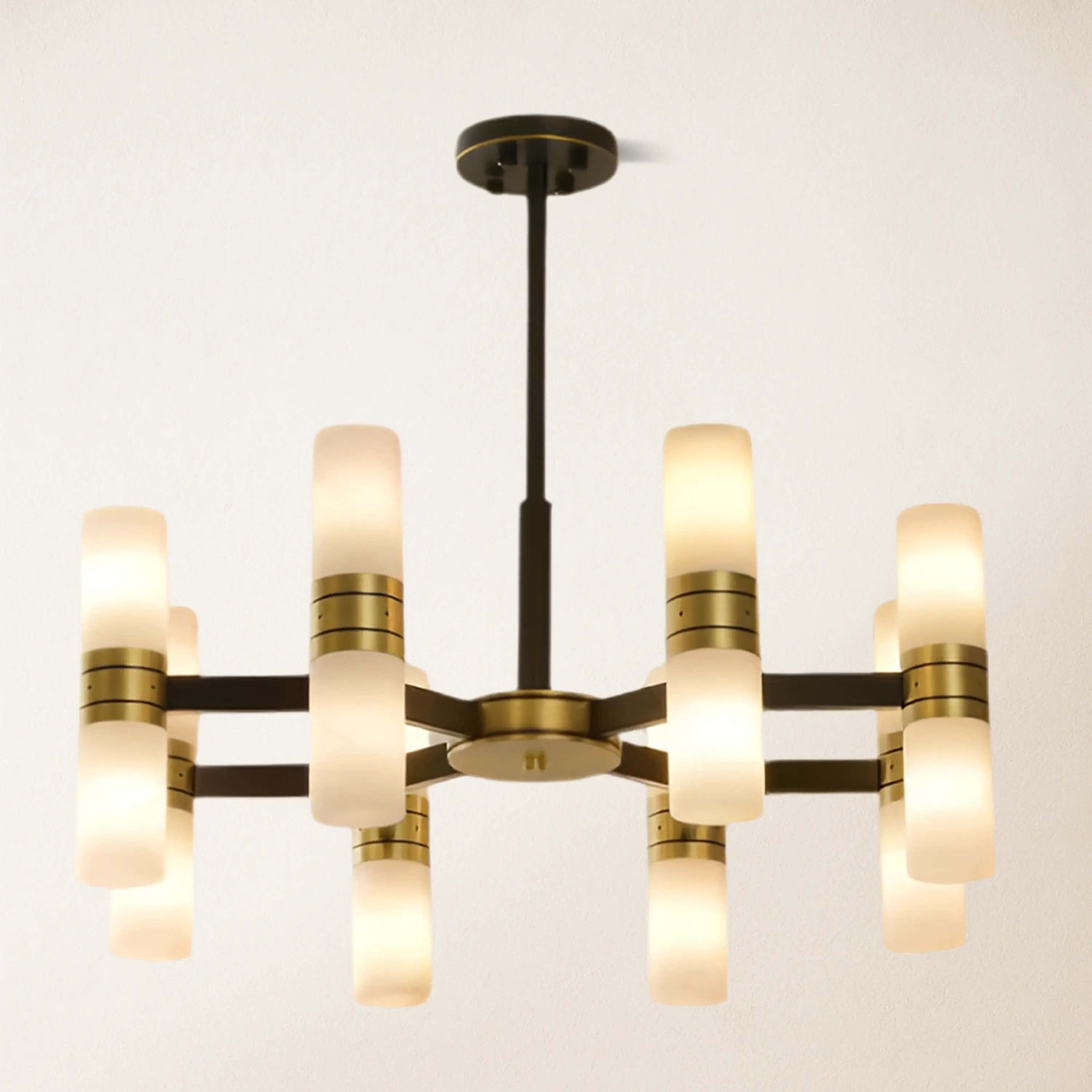 Moral Alabaster Round Chandelier 25"D#Finish_Gold