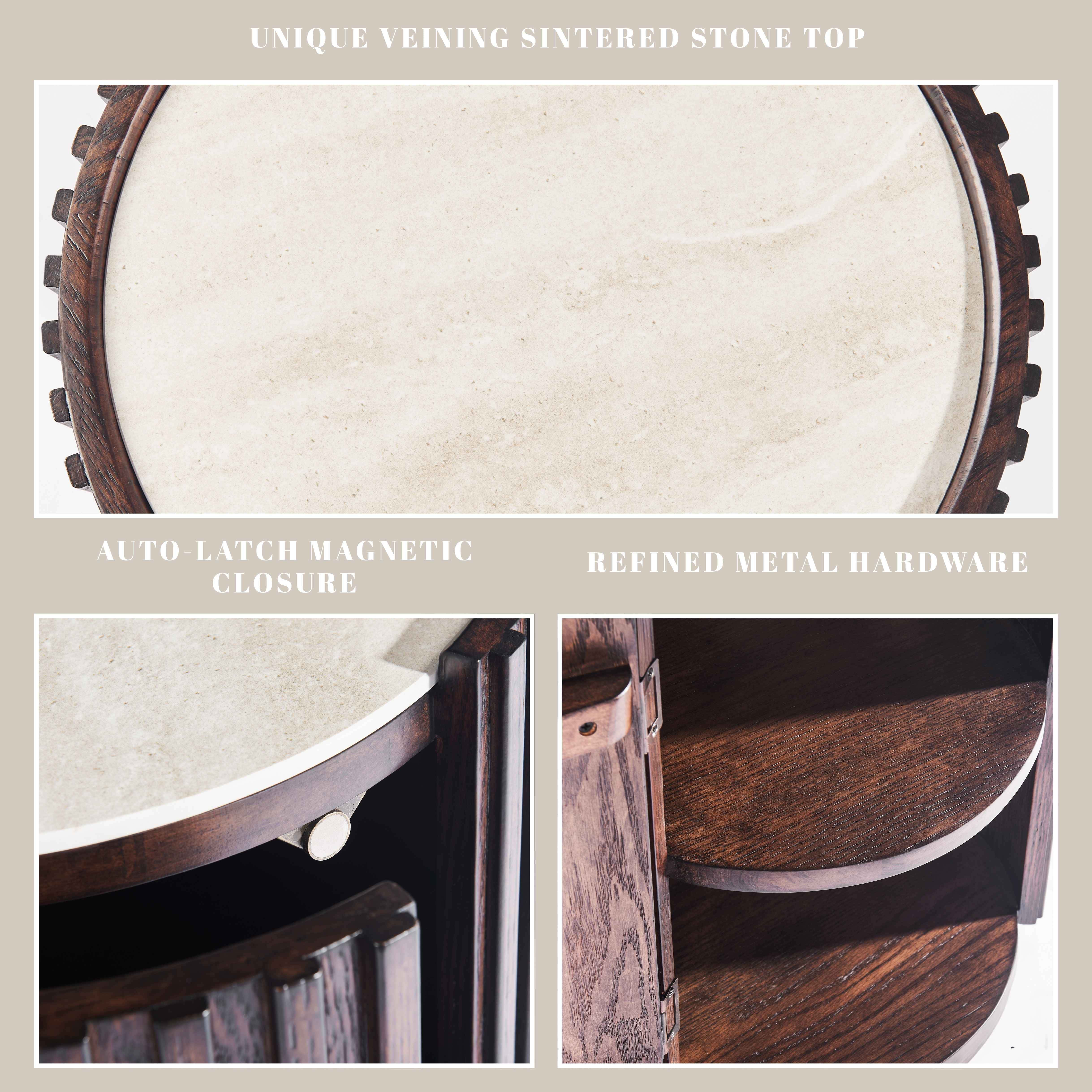 Arden Round Sintered Stone Side Table 16"W