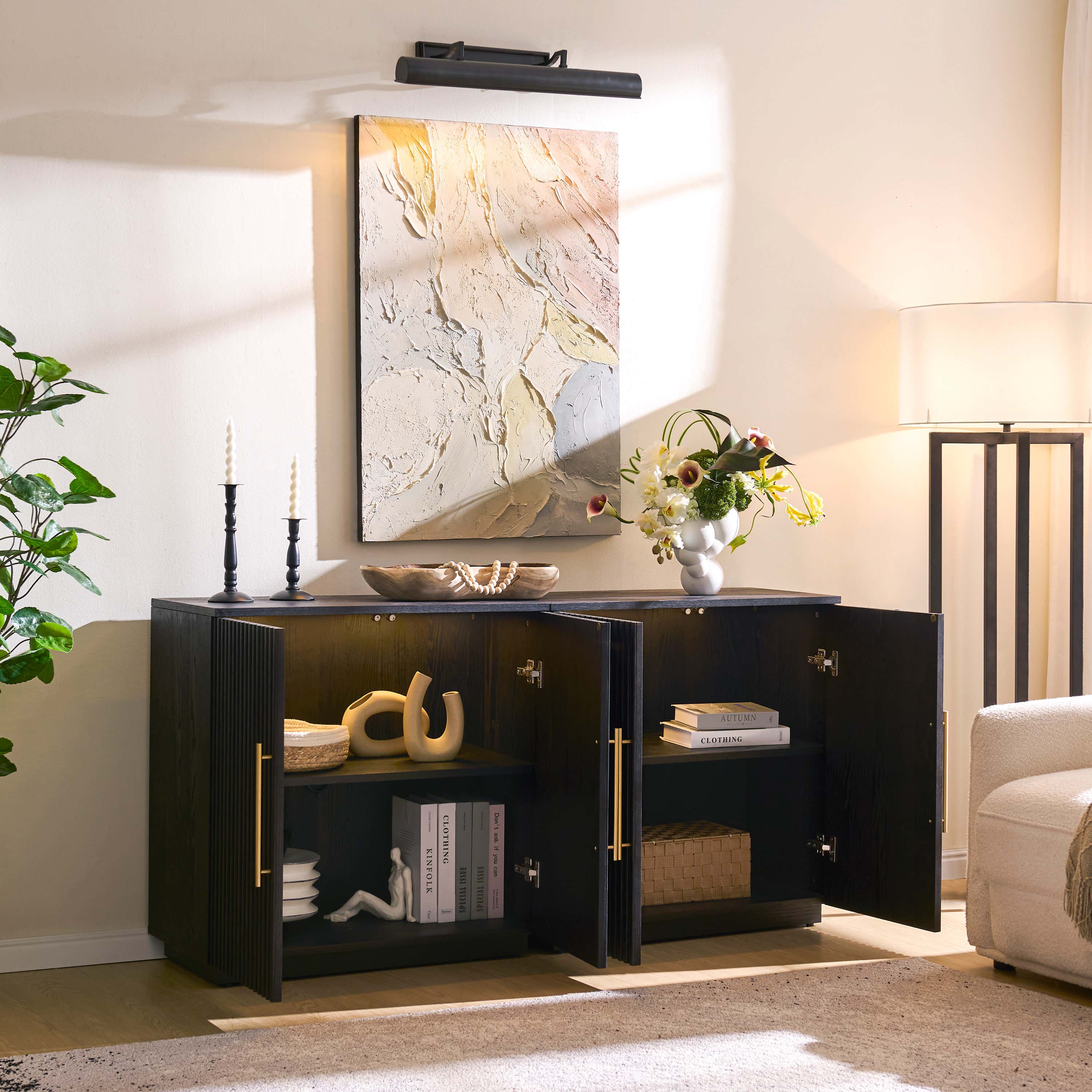 Holt 63″ Medienkonsole aus Eiche (2er-Set)