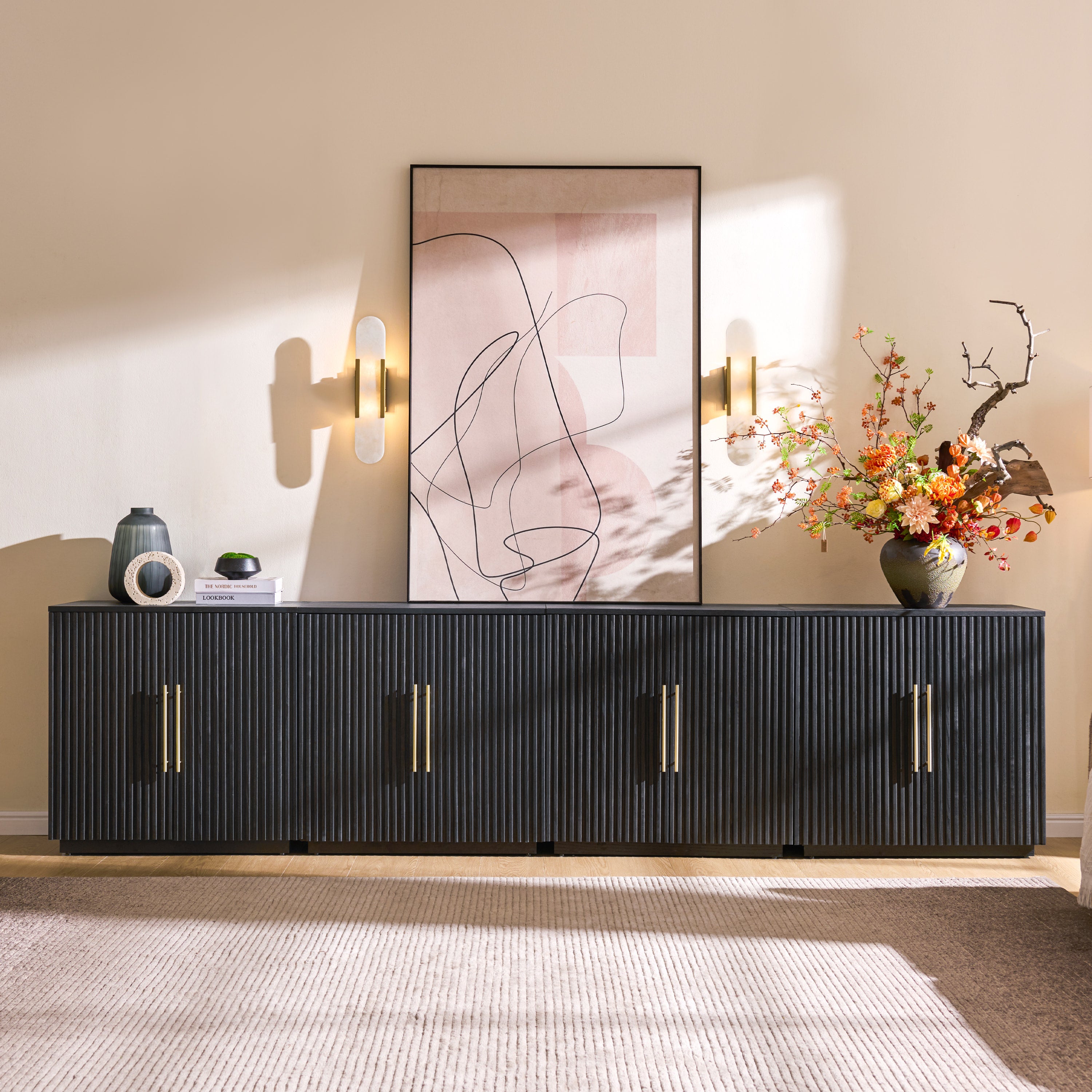 Holt 126″ Medienkonsole aus Eiche (4er-Set)