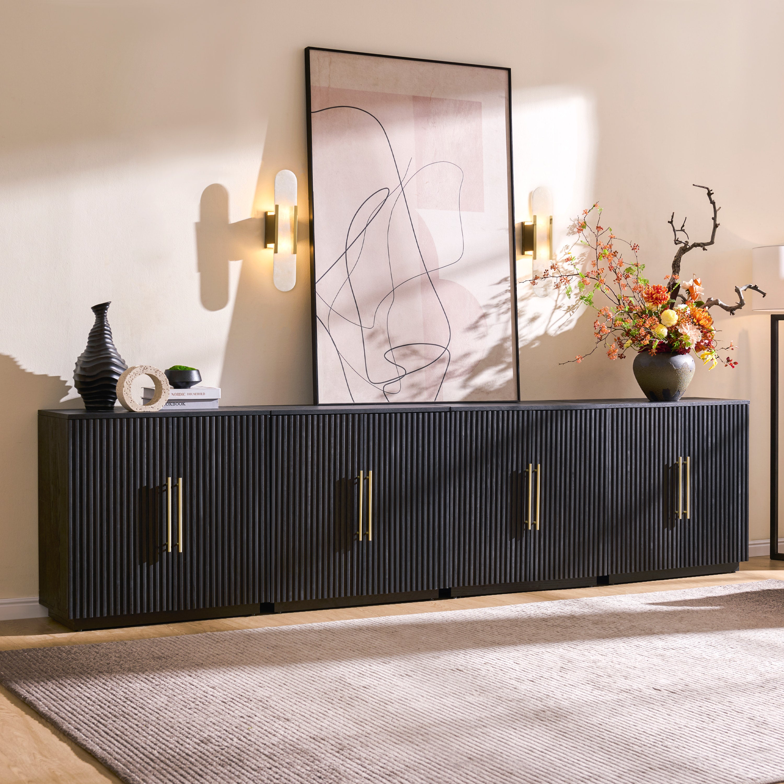 Holt 126″ Medienkonsole aus Eiche (4er-Set)