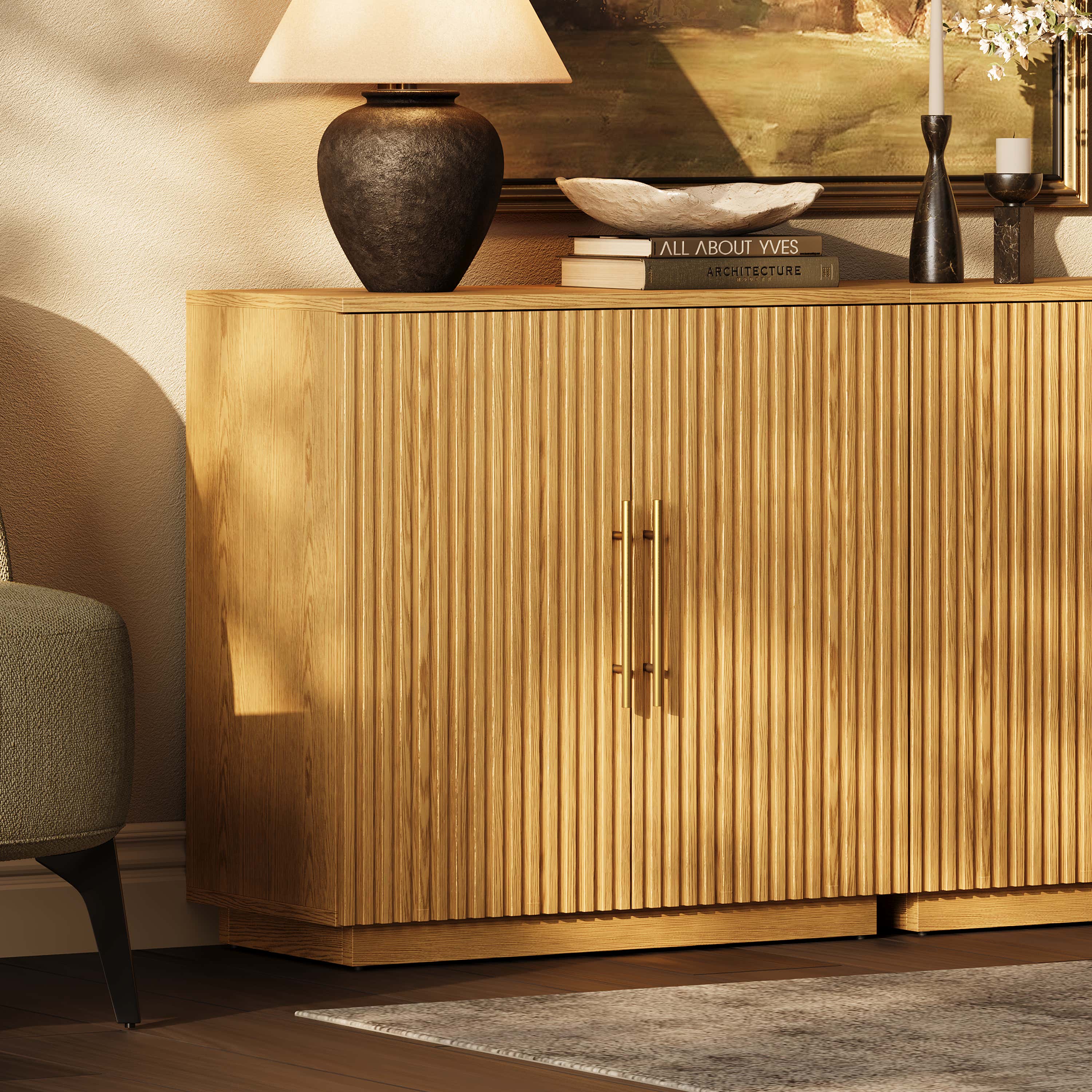 Holt 63″ Medienkonsole aus Eiche (2er-Set)