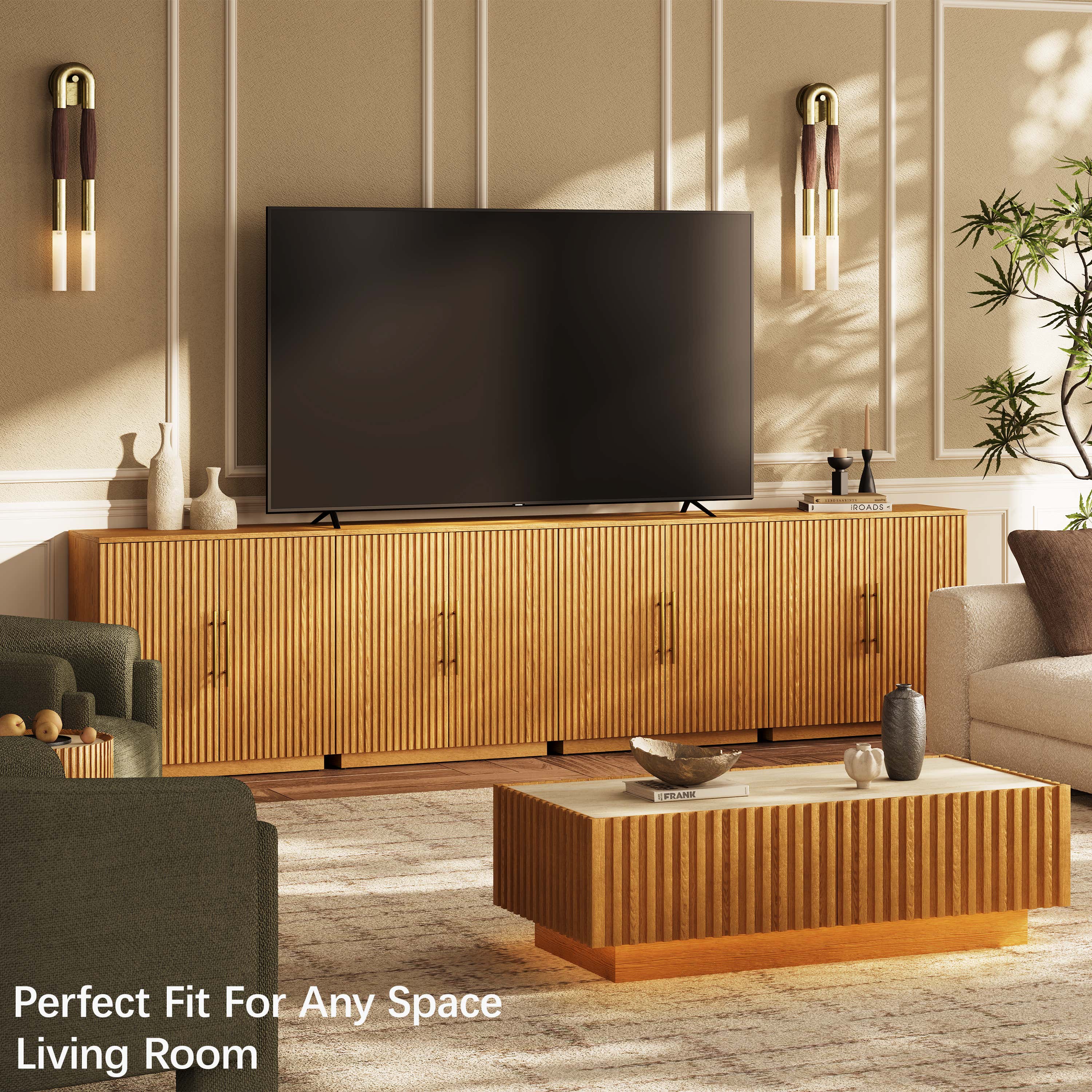 Holt 126″ Medienkonsole aus Eiche (4er-Set)