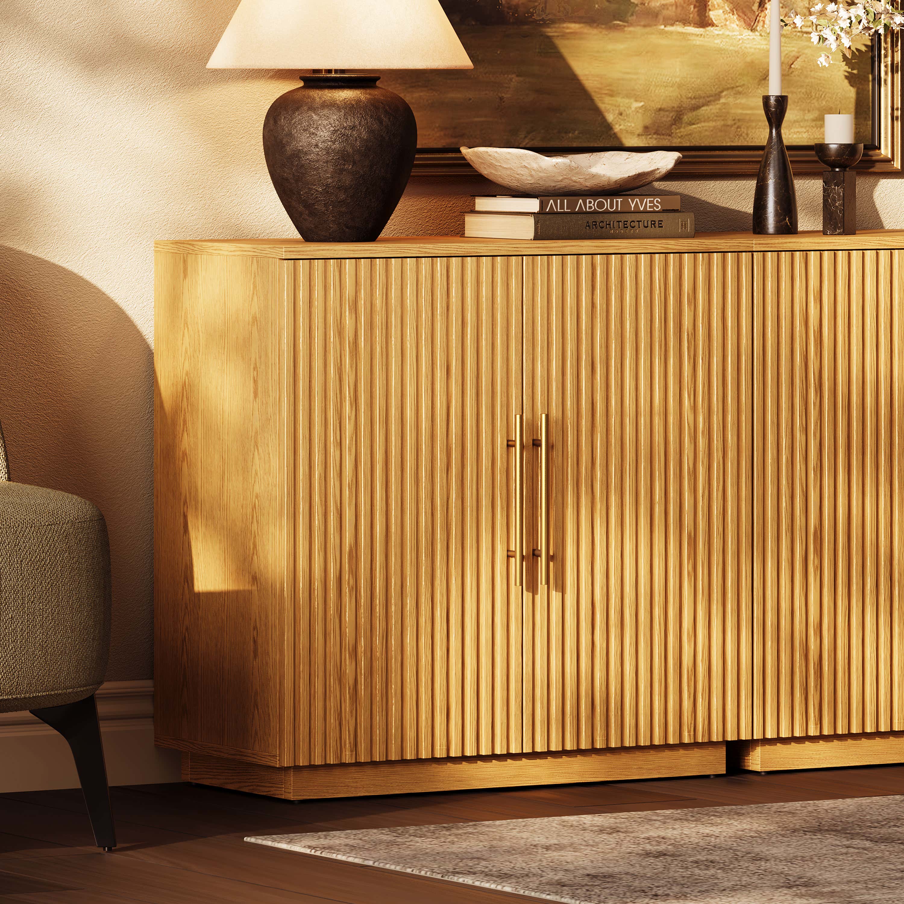 Holt 126″ Medienkonsole aus Eiche (4er-Set)