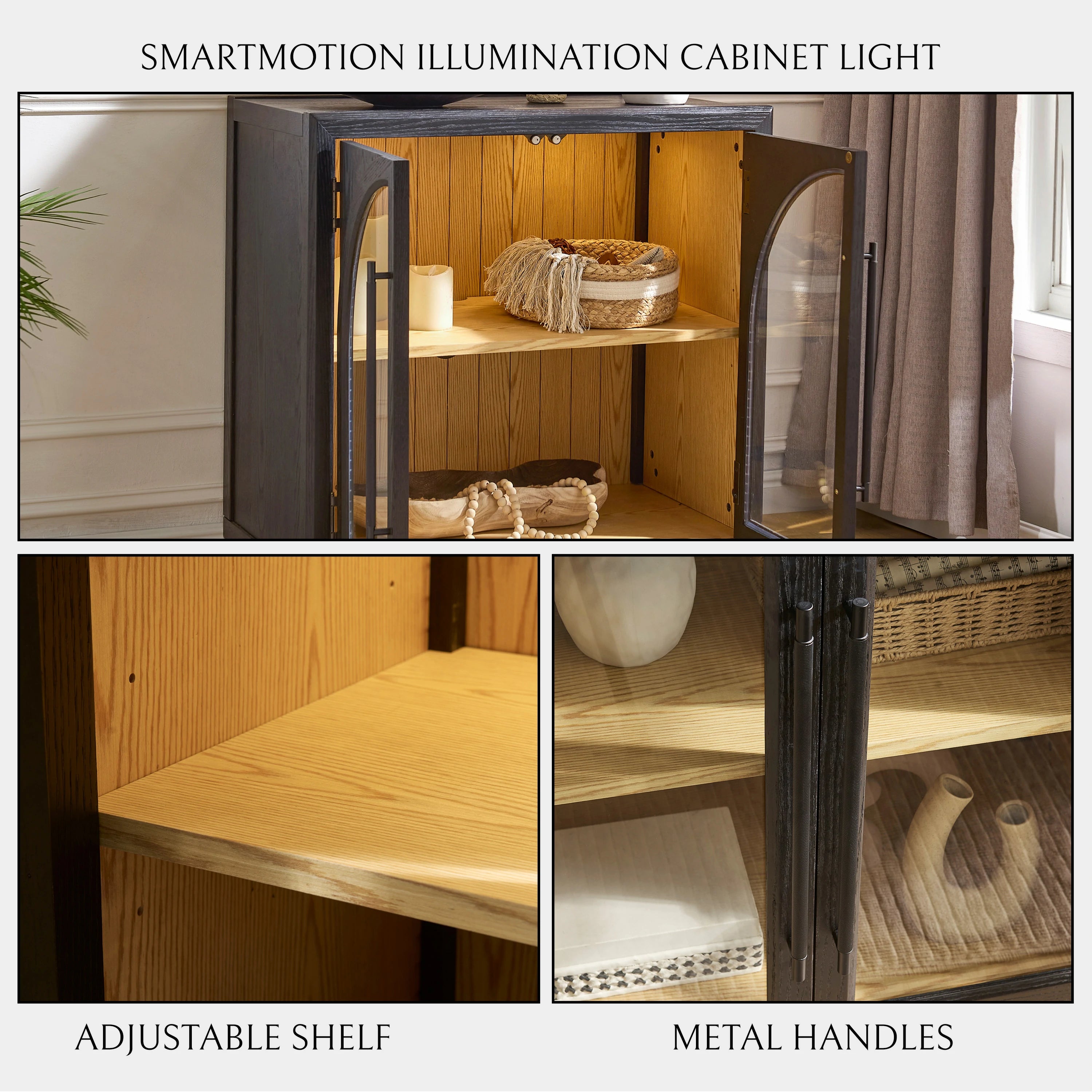 Alvar gewölbte 126″ Medienkonsole aus Eiche (4er-Set)