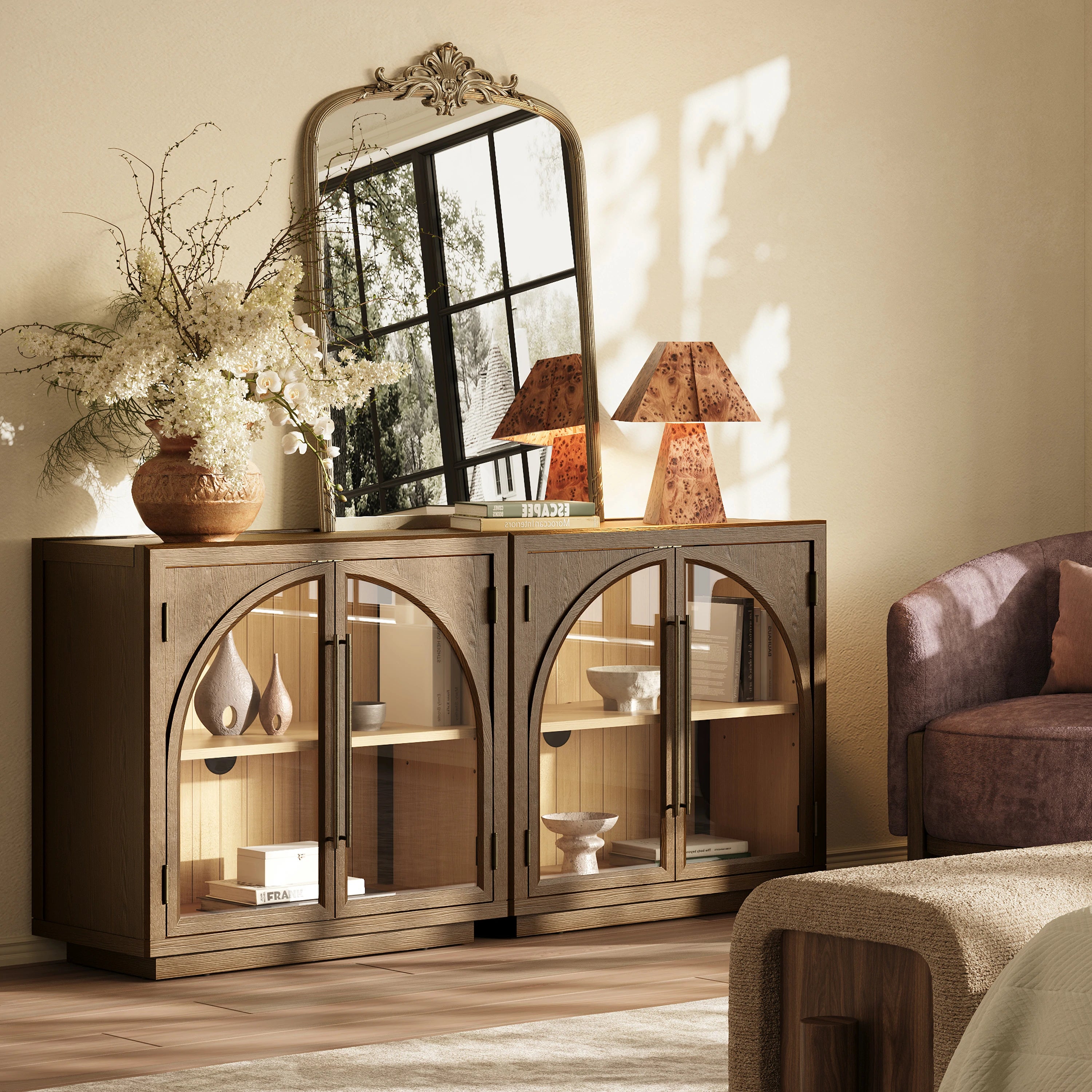 Alvar Arched 63″ Medienkonsole aus Eiche (2er-Set)