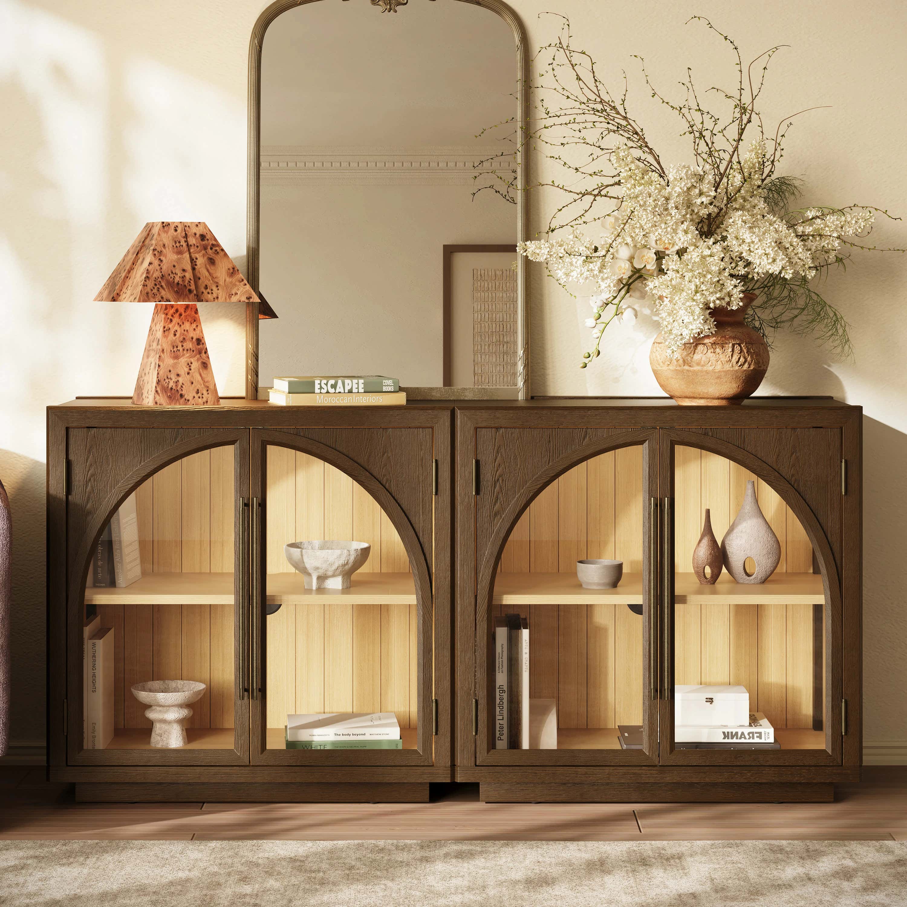 Alvar Arched 63″ Oak Media Console(Set of 2)