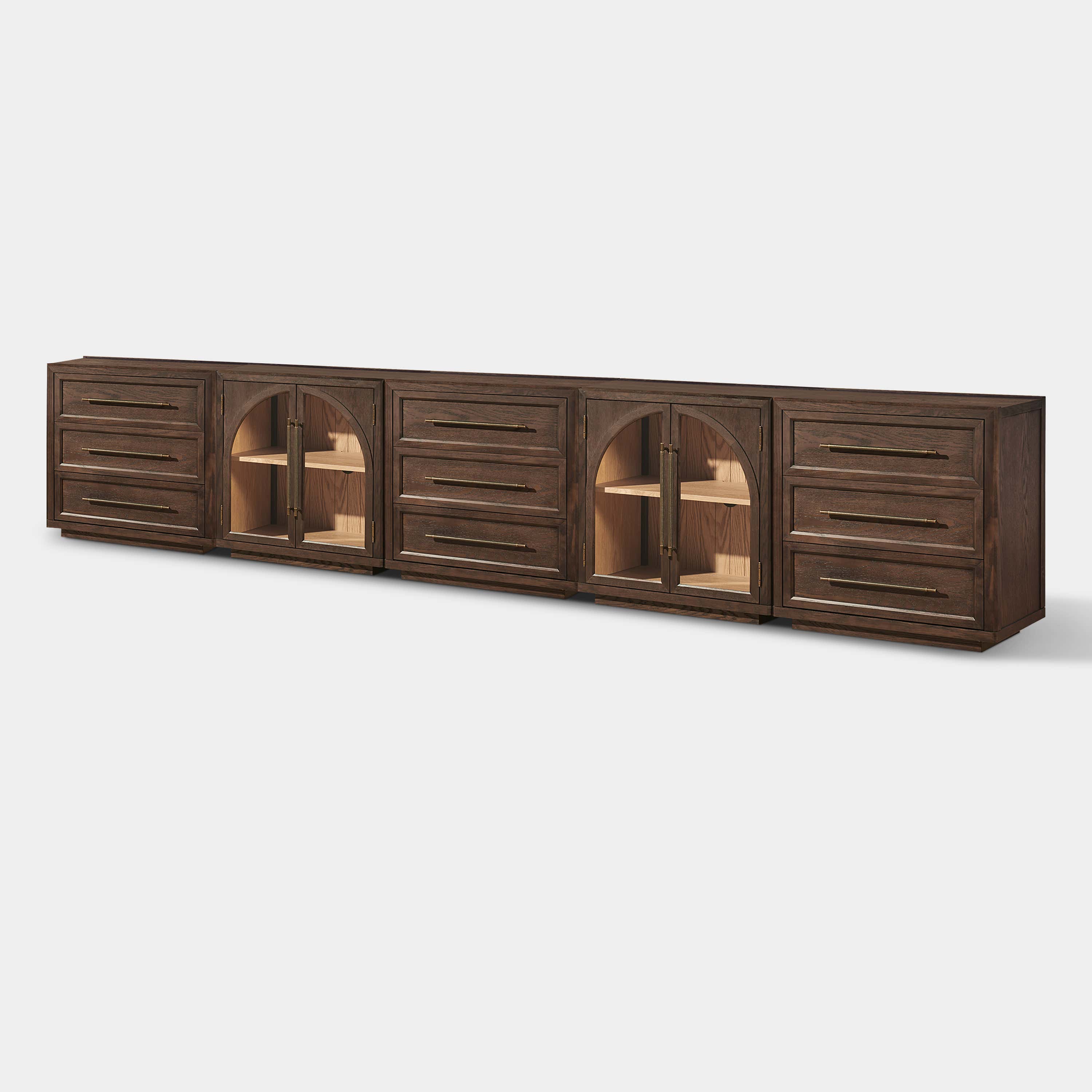 Alvar Arched 157.5″ Oak Modular Media Console(Set of 5)