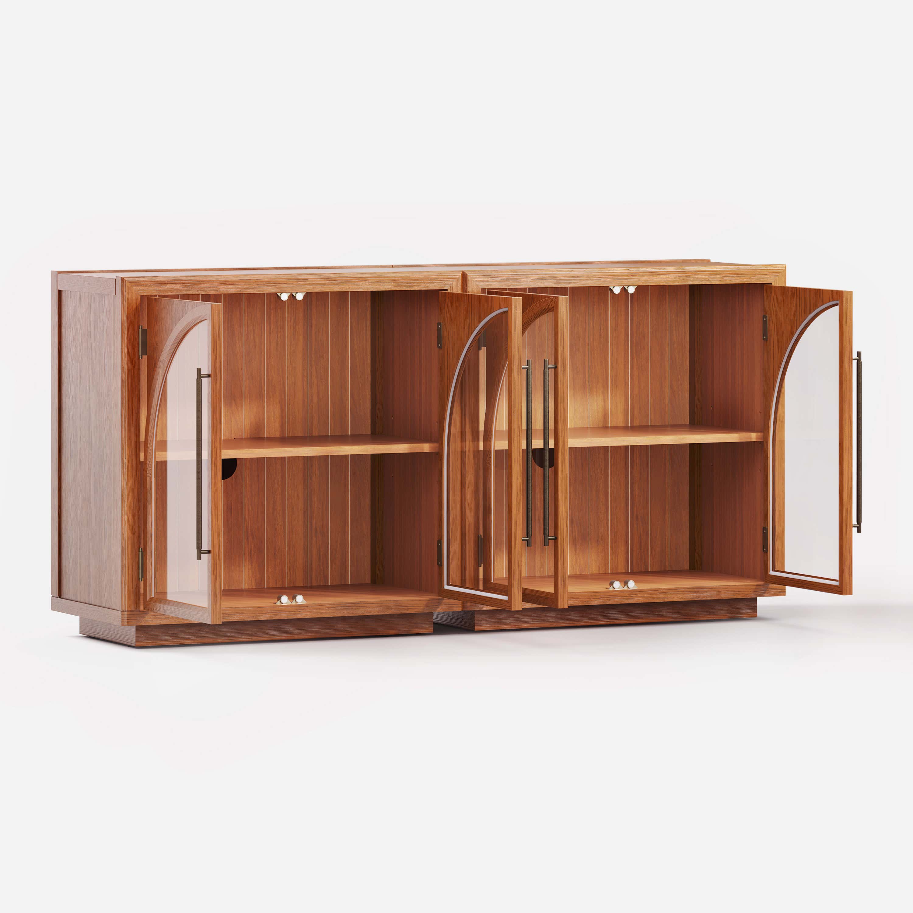 Alvar Arched 63″ Oak Media Console(Set of 2)