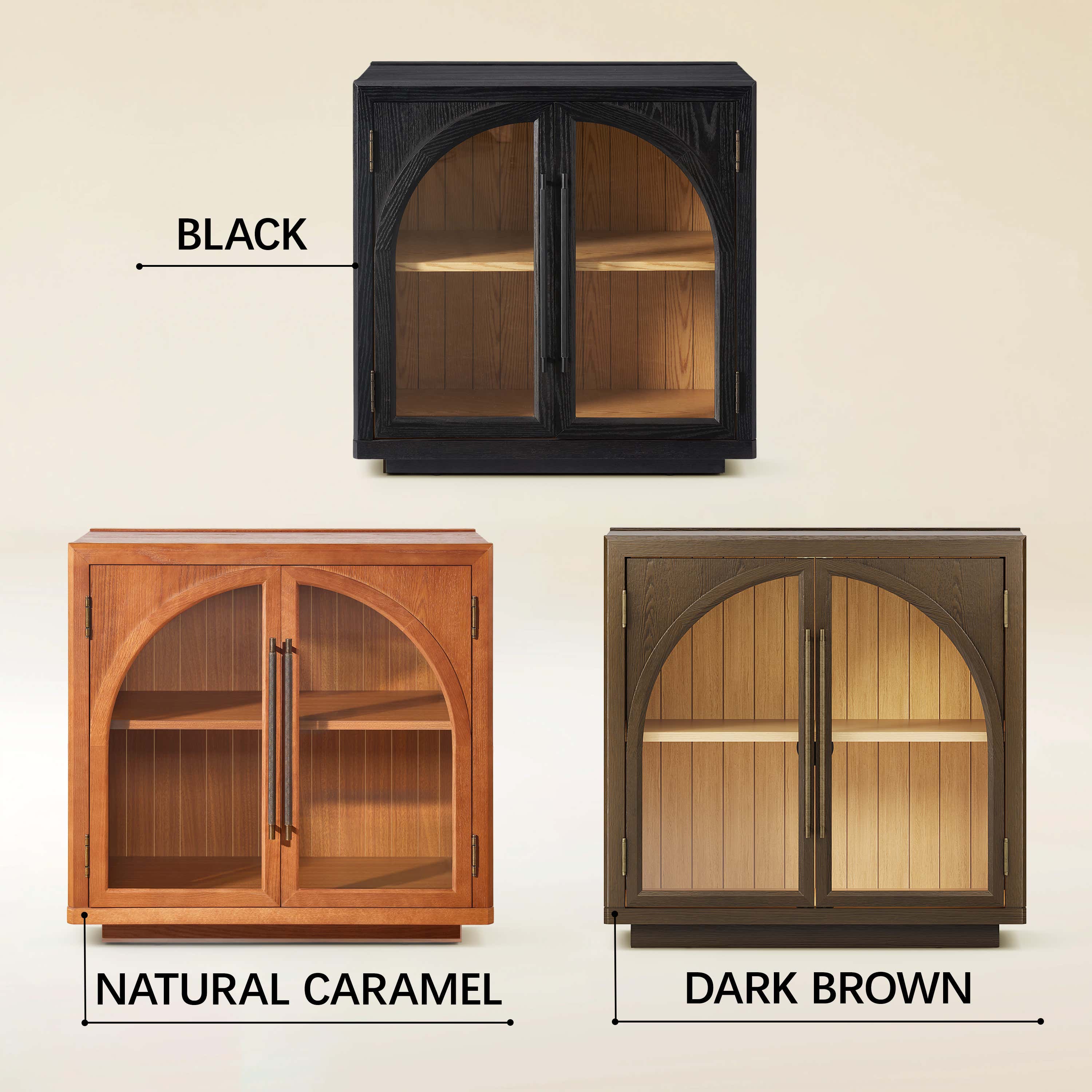 Alvar Arched 95″ Oak Media Console(Set of 3)