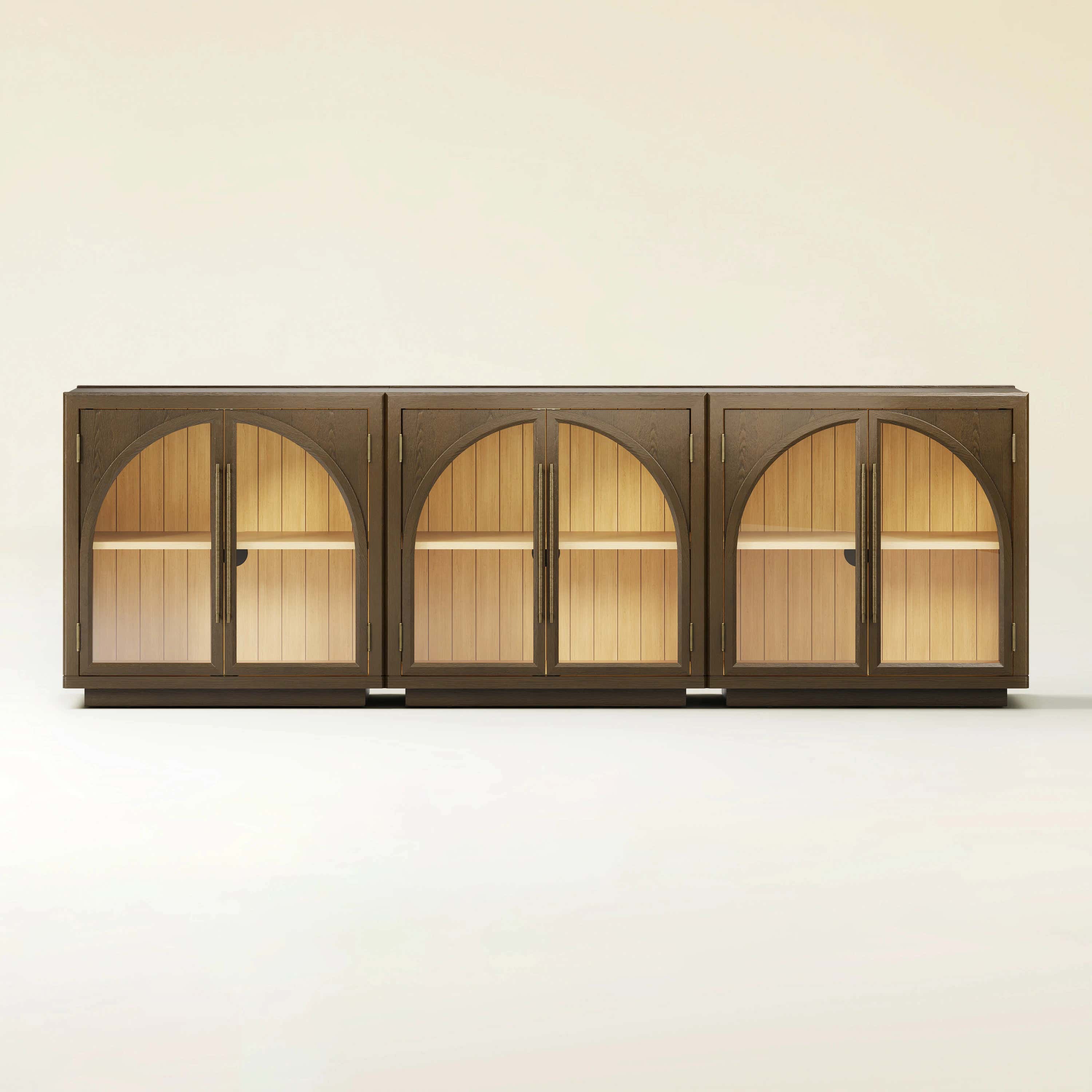 Alvar gewölbte 94,5-Zoll-Medienkonsole aus Eiche (3er-Set)