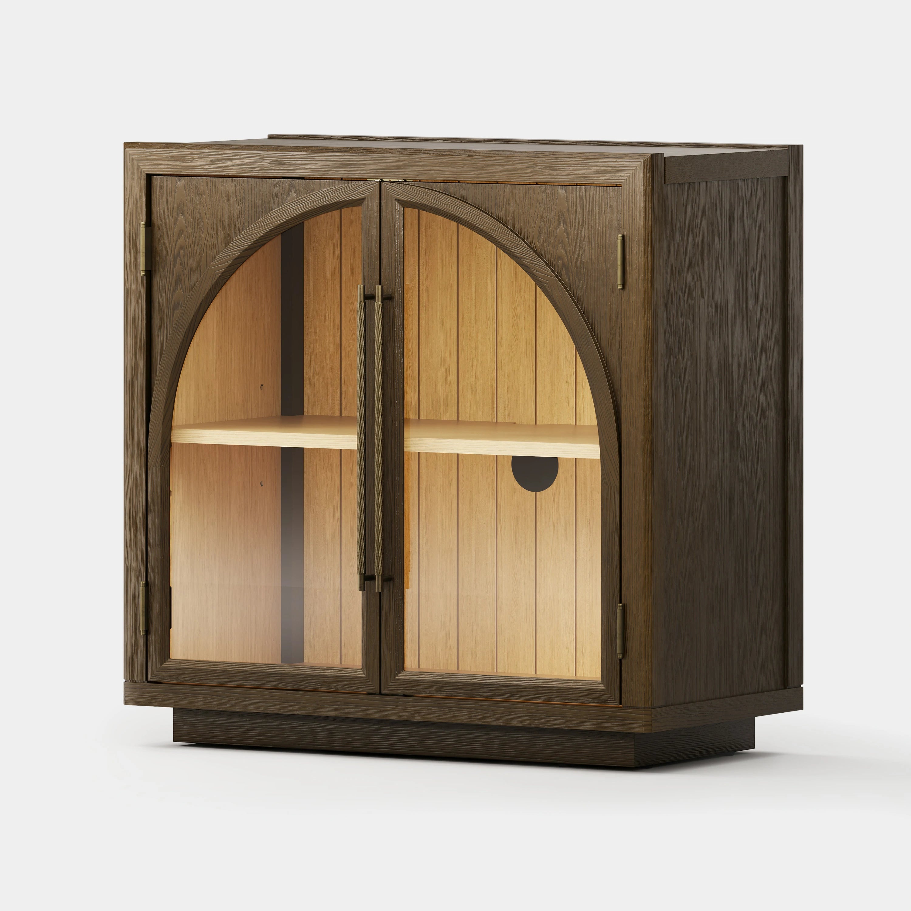 Alvar gewölbte 126″ Medienkonsole aus Eiche (4er-Set)